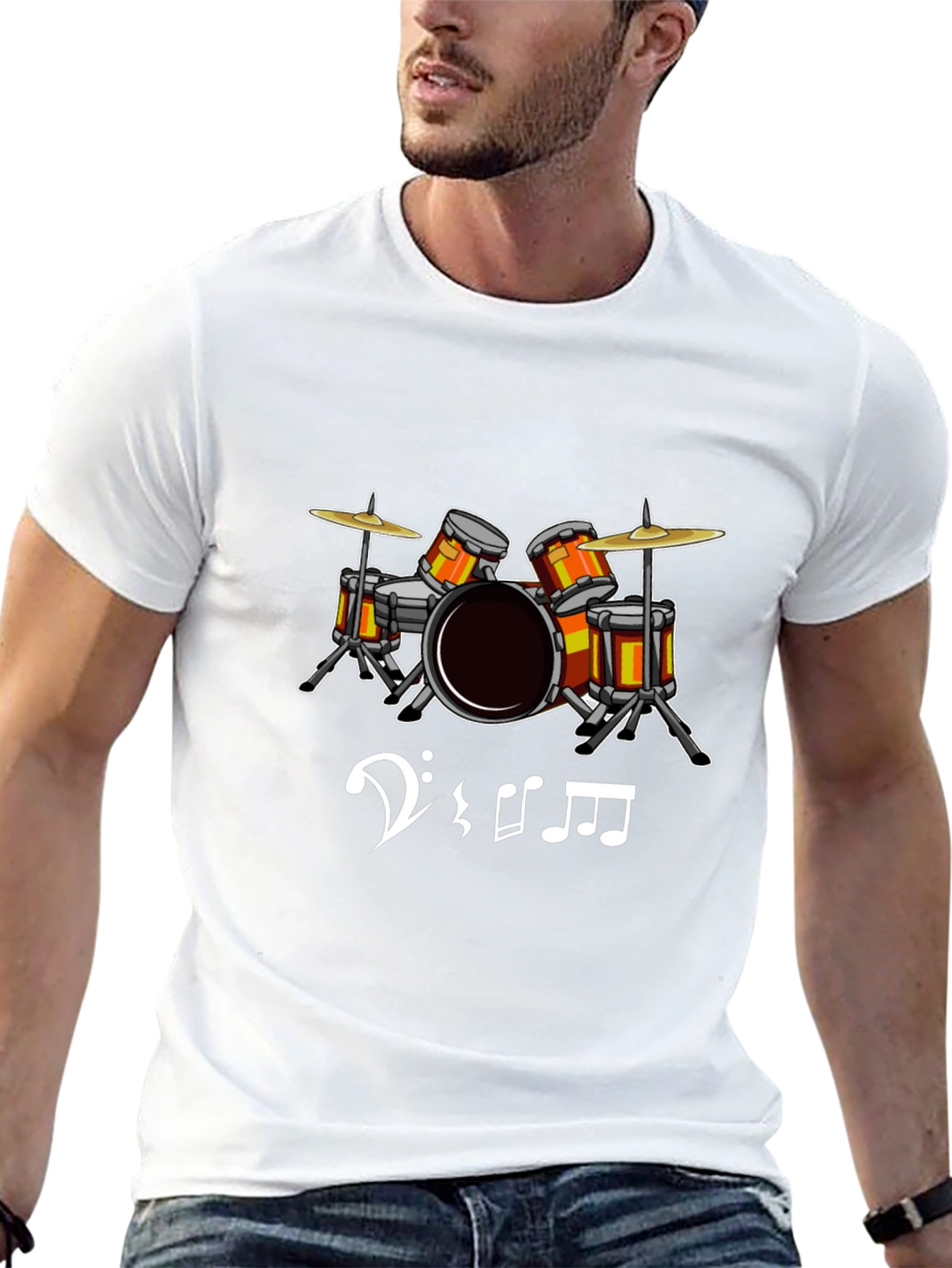 Black Drum Set Graphic Tee - Music Lover's T-Shirt view 13