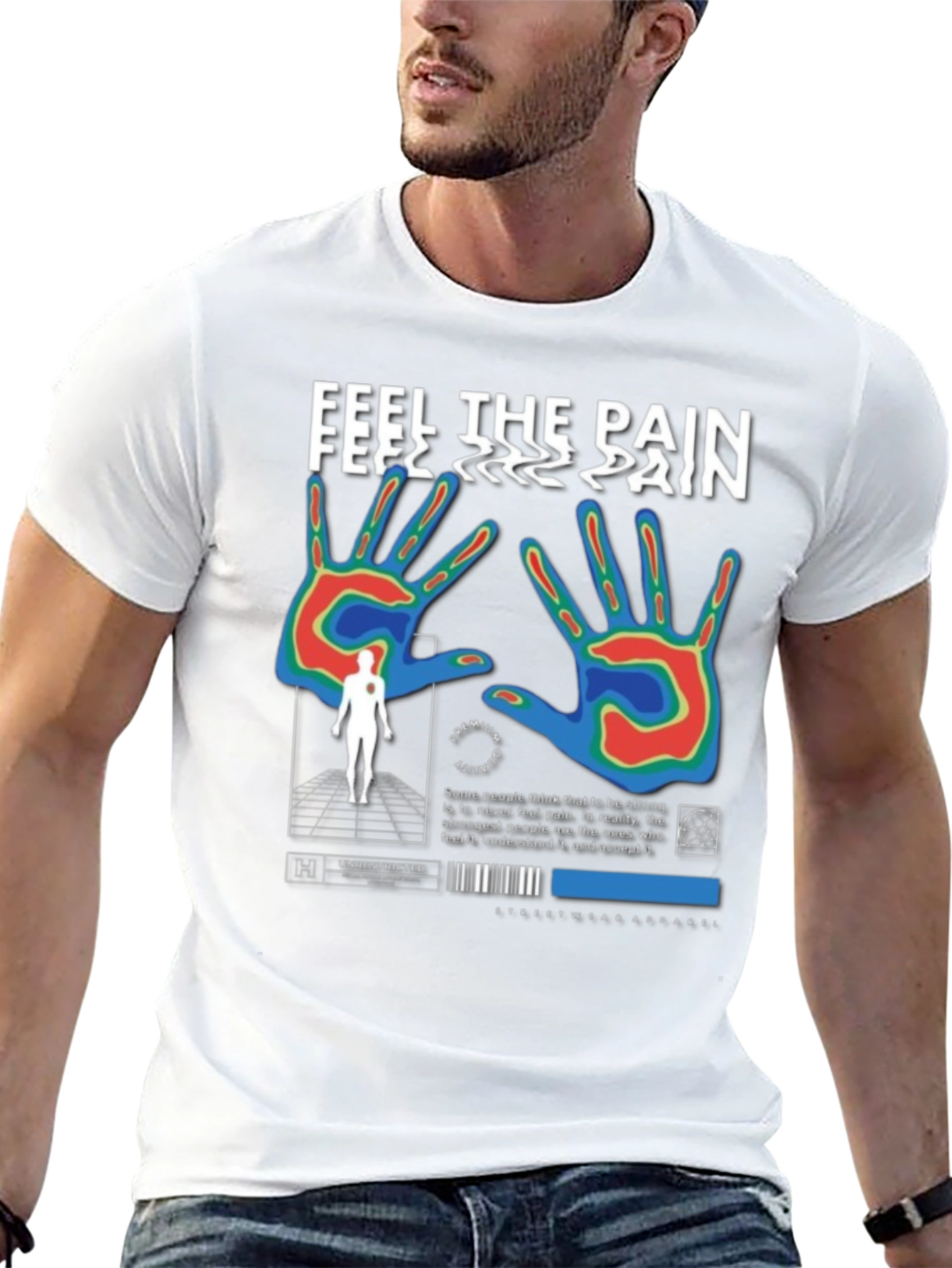 Black Feel The Pain Graphic T-Shirt view 13