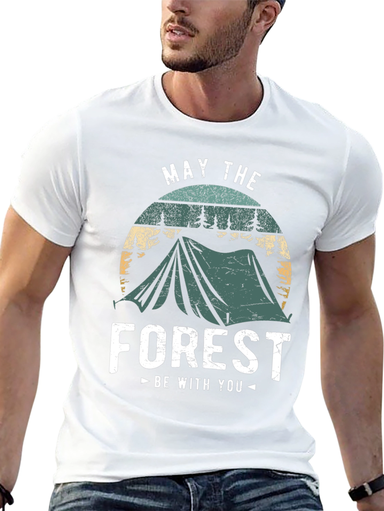 Black May The Forest Be With You Camping T-Shirt view 13