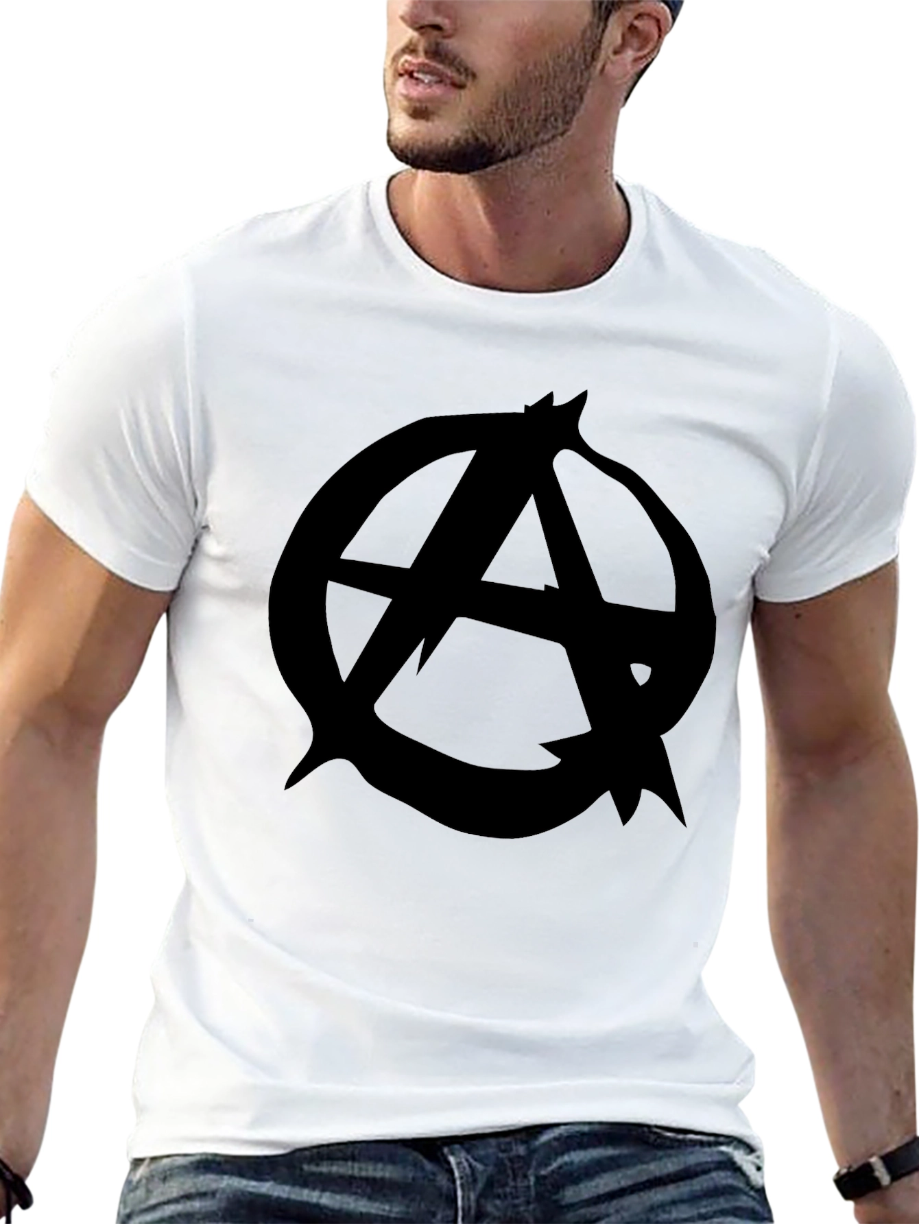 Black Anarchy Symbol Graphic Tee - Classic Black T-Shirt view 13