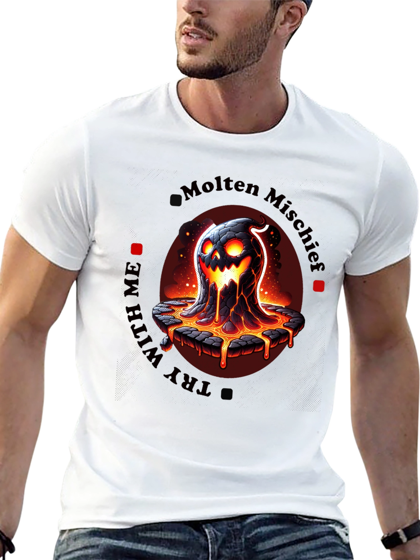 Black Molten Mischief Graphic T-Shirt - Lava Monster Design view 13