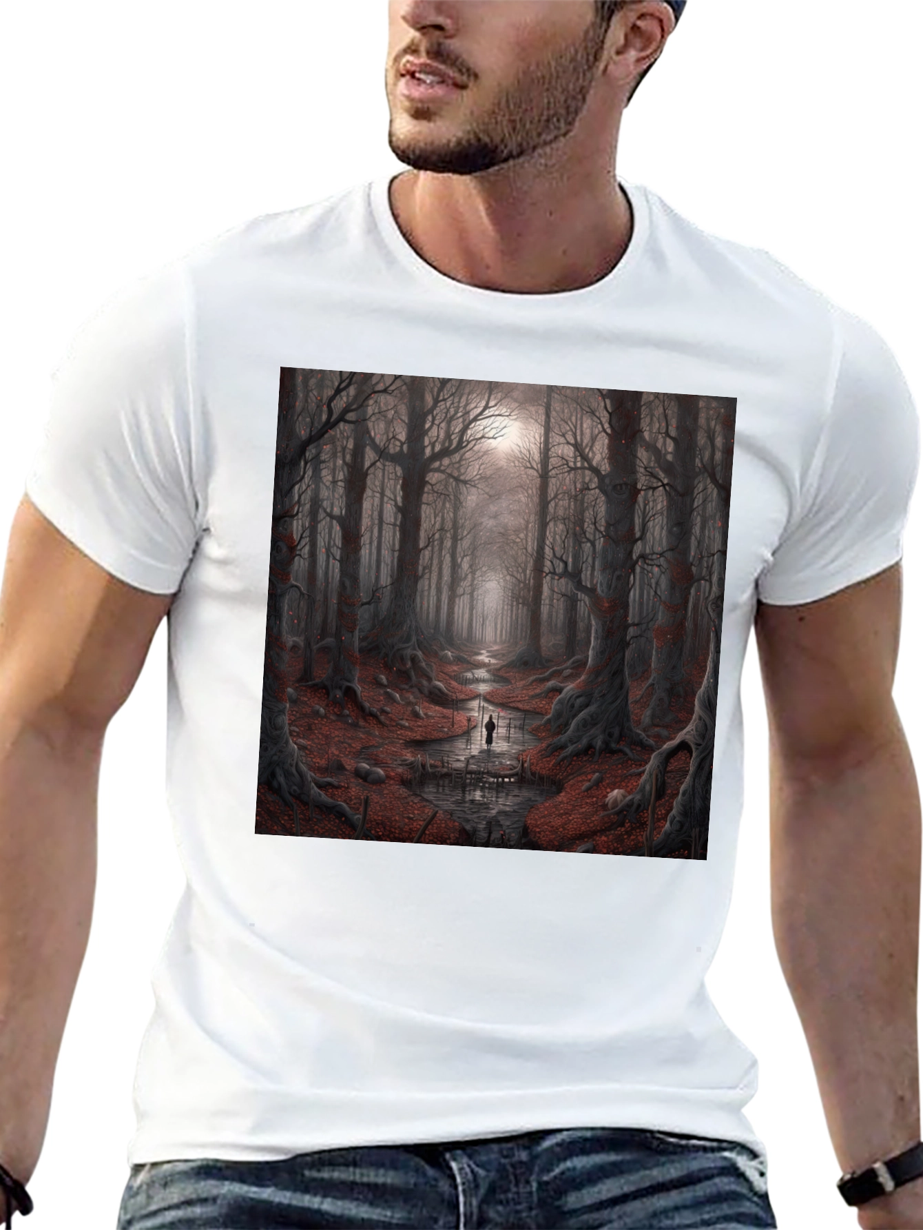 Black Mystic Forest Graphic Tee - Unique Design view 13