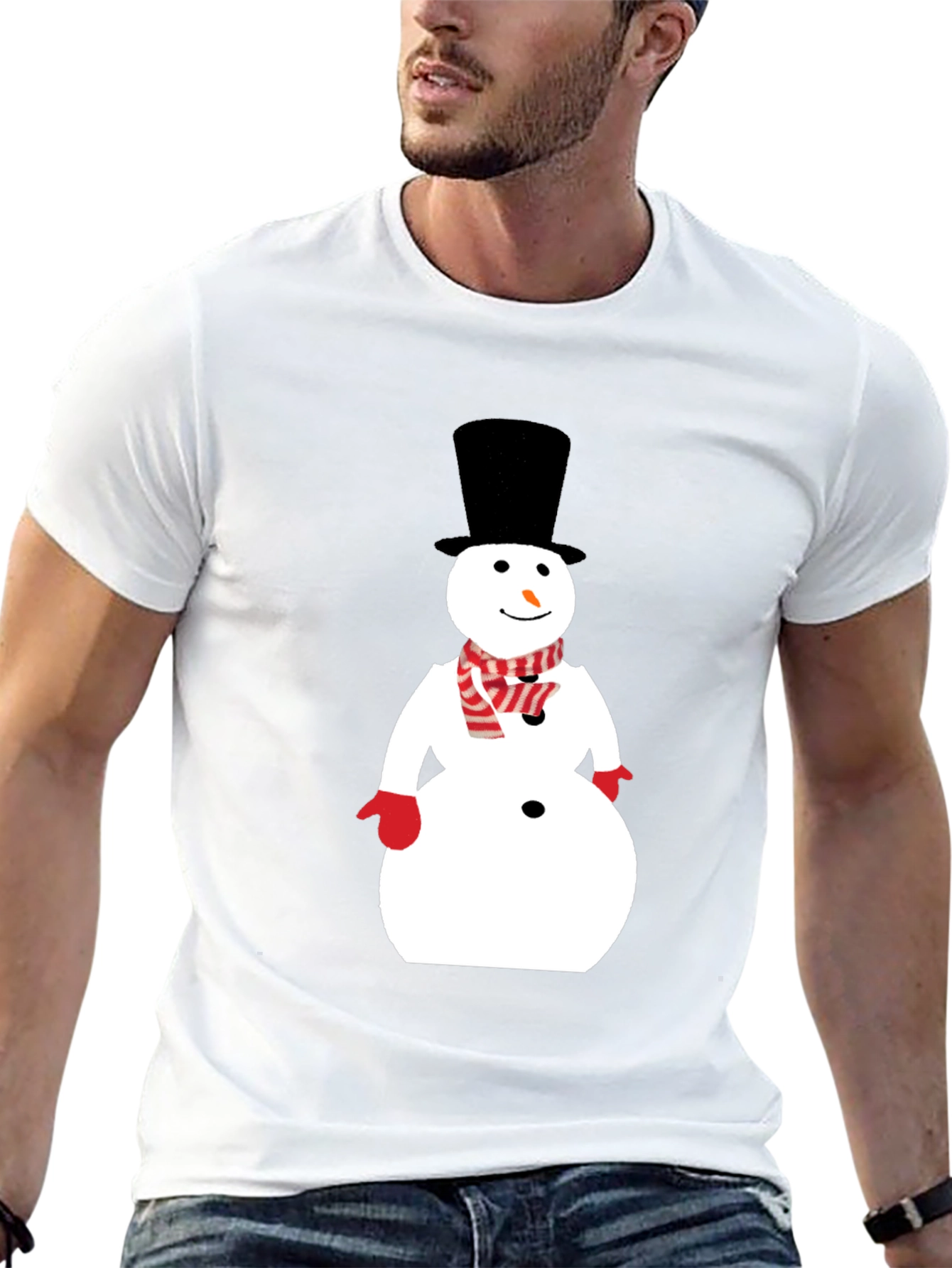 Black Snowman Graphic Tee - Winter Holiday Shirt view 13