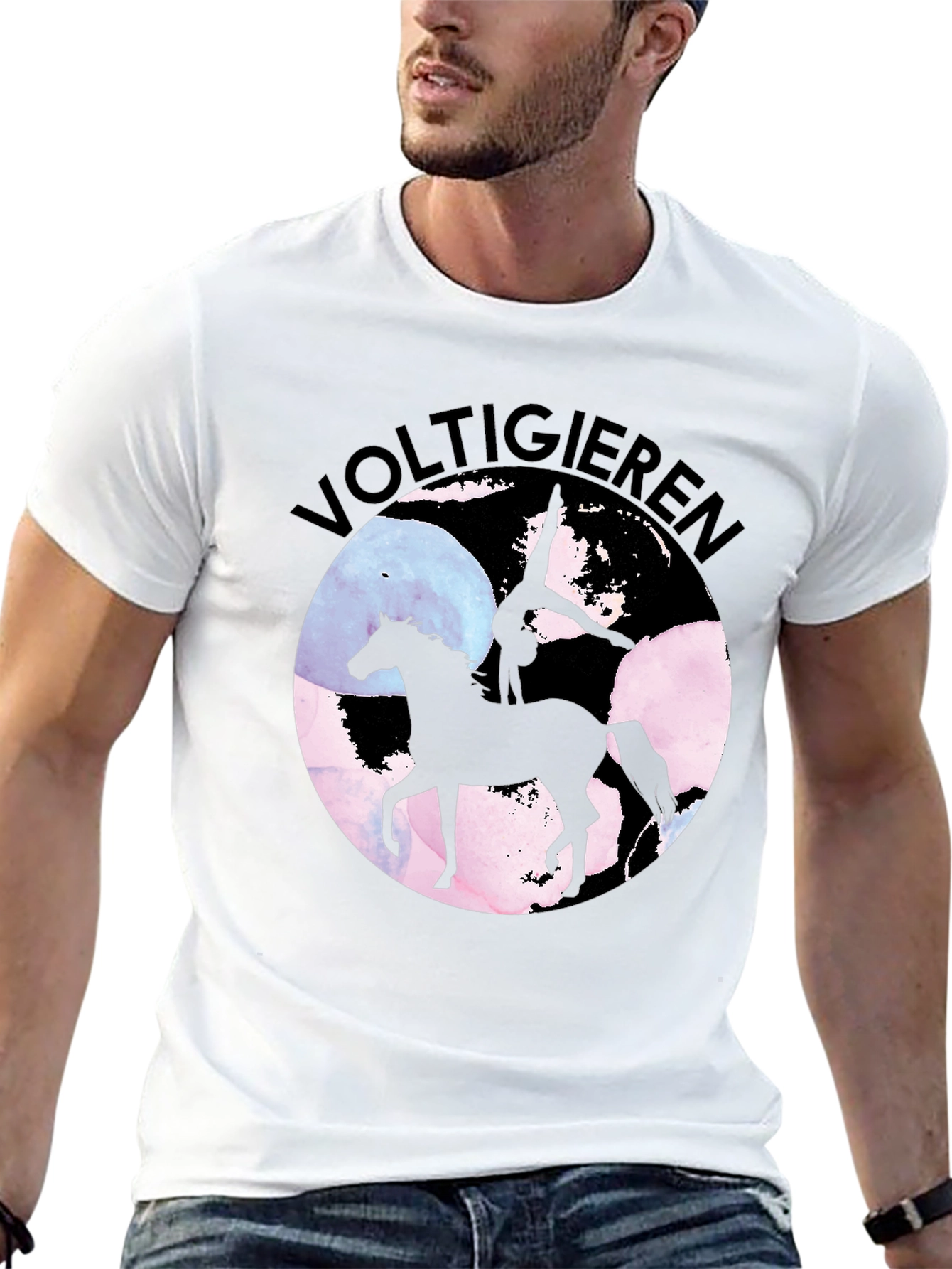 Black Voltigieren Horse T-Shirt - Equestrian Art Tee view 13