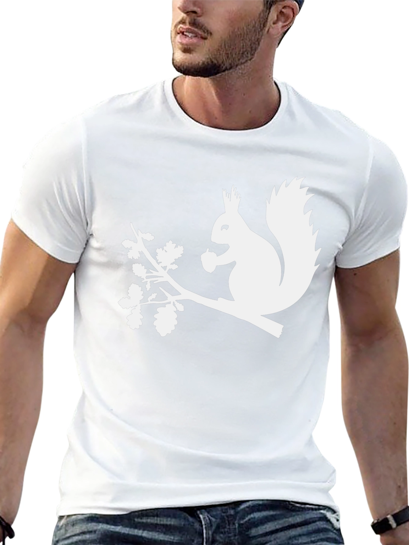 Black Squirrel Silhouette Graphic Tee - Black Cotton T-Shirt view 13