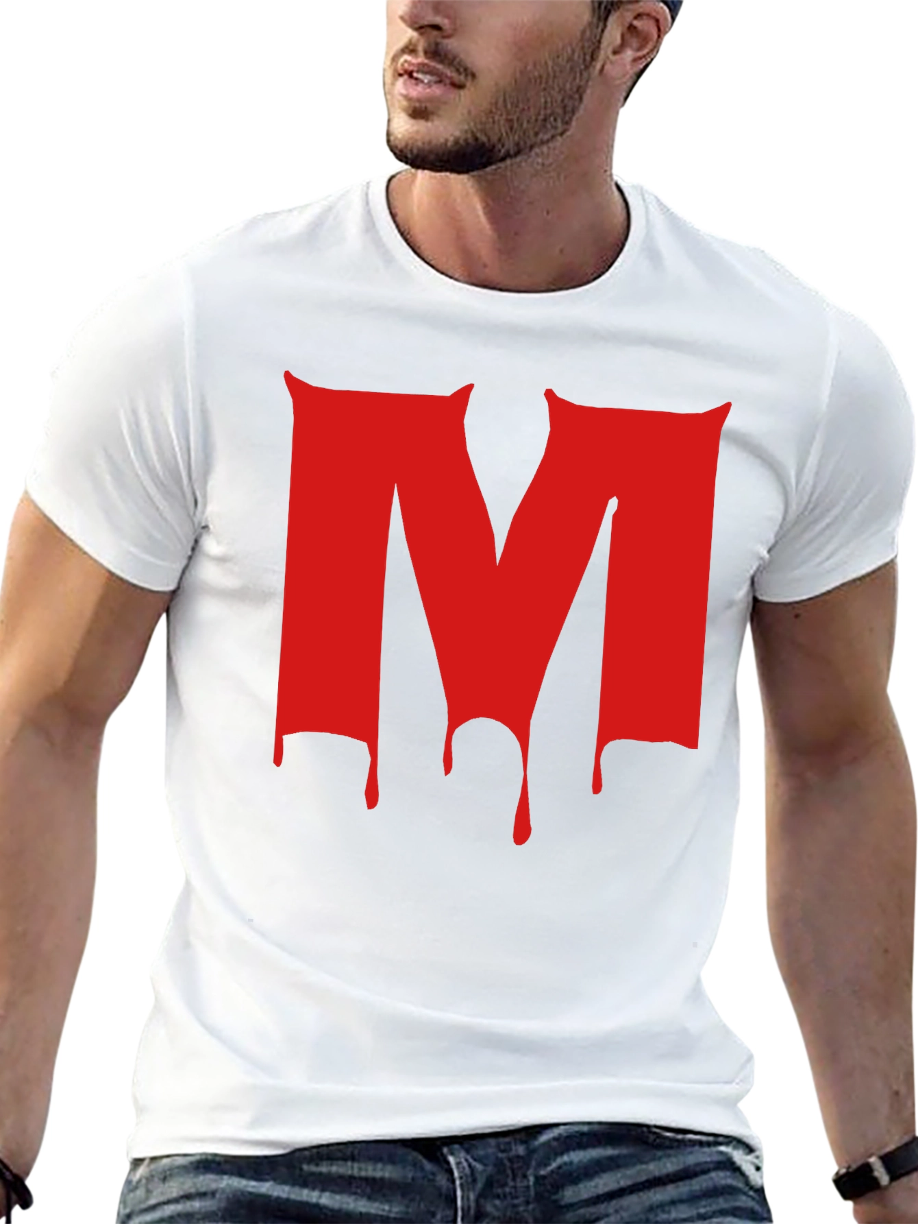 Black Red Dripping M Letter Black T-Shirt view 13