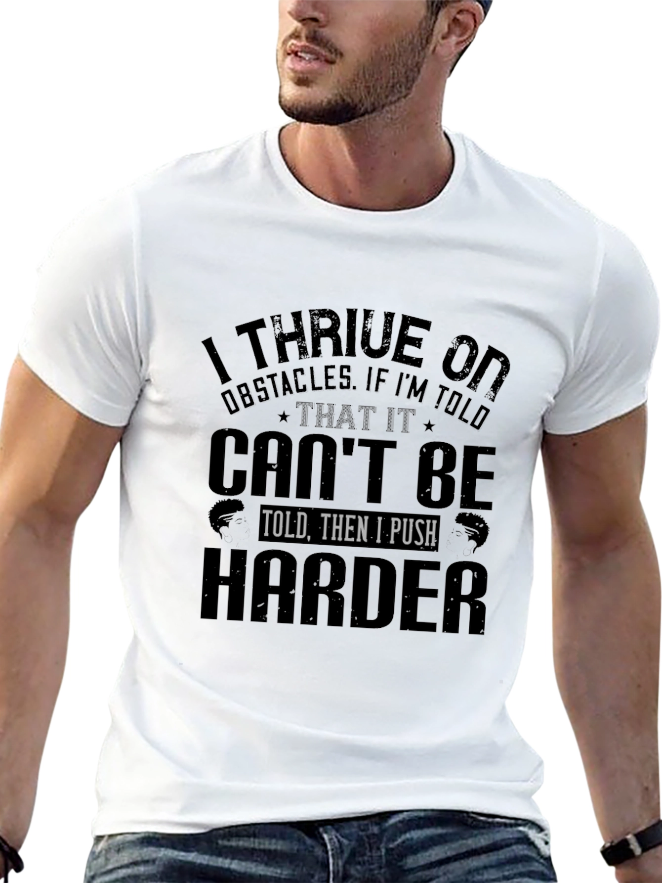 Black I Thrive on Obstacles Black T-Shirt view 13