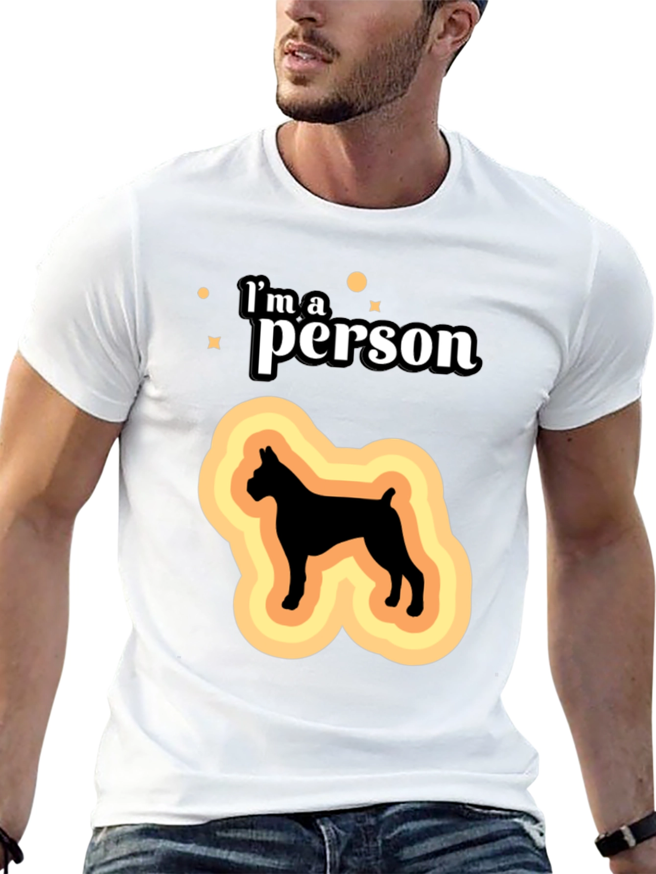 Black I'm a Person Dog Silhouette Black T-Shirt view 13