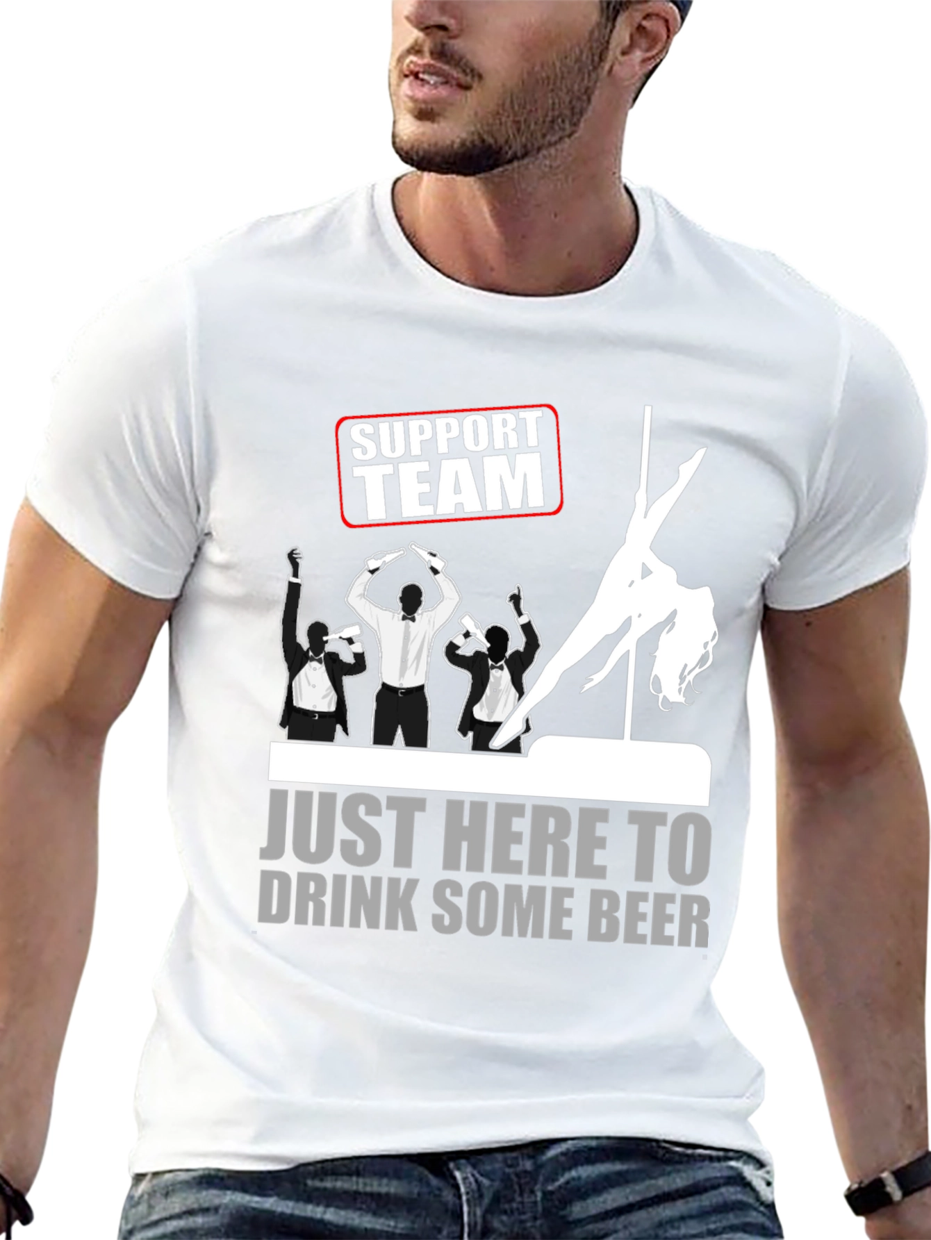 Black Support Team Drink Beer Graphic T-Shirt view 13