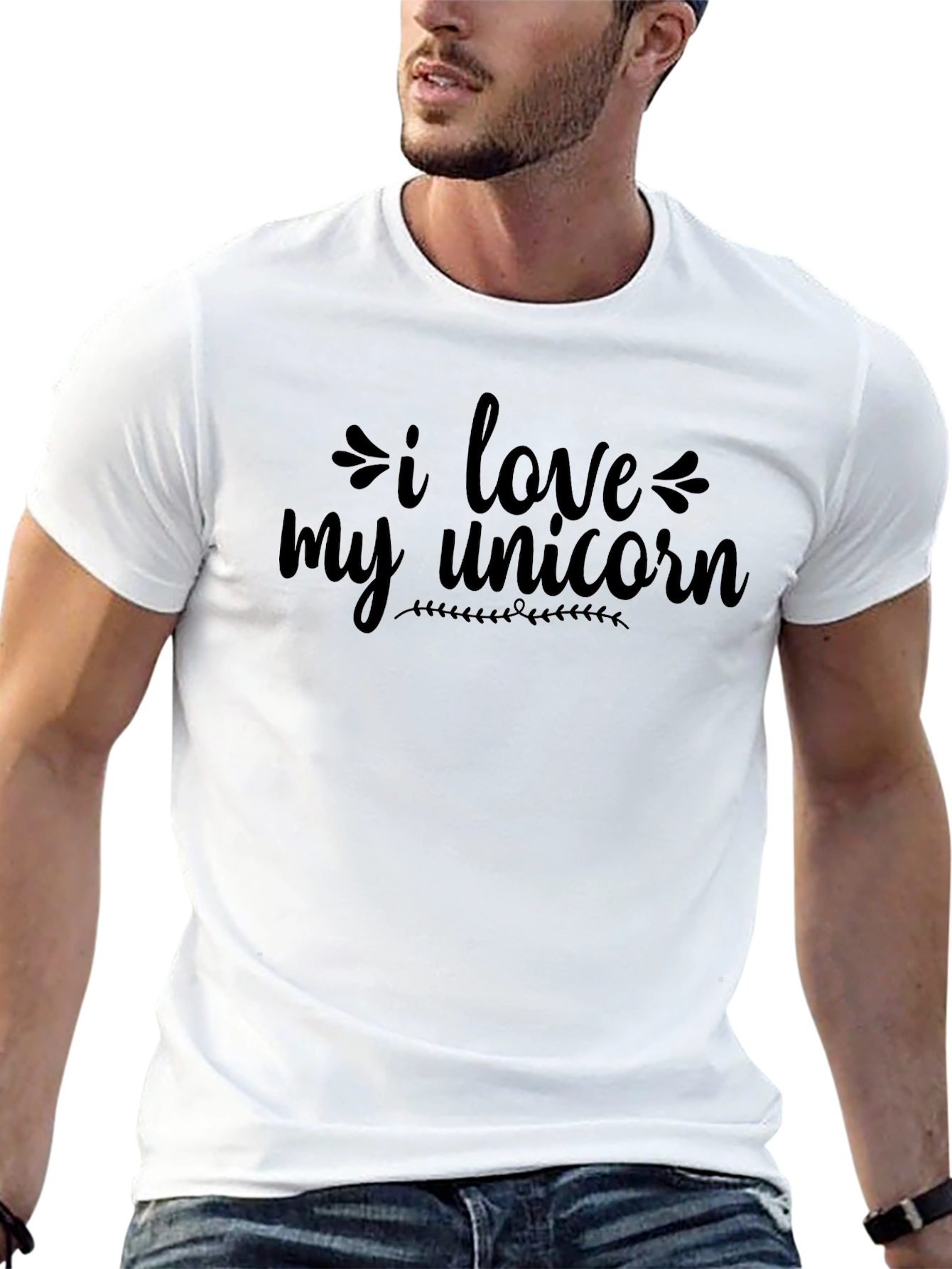 Black I Love My Unicorn Graphic Tee - Black view 13
