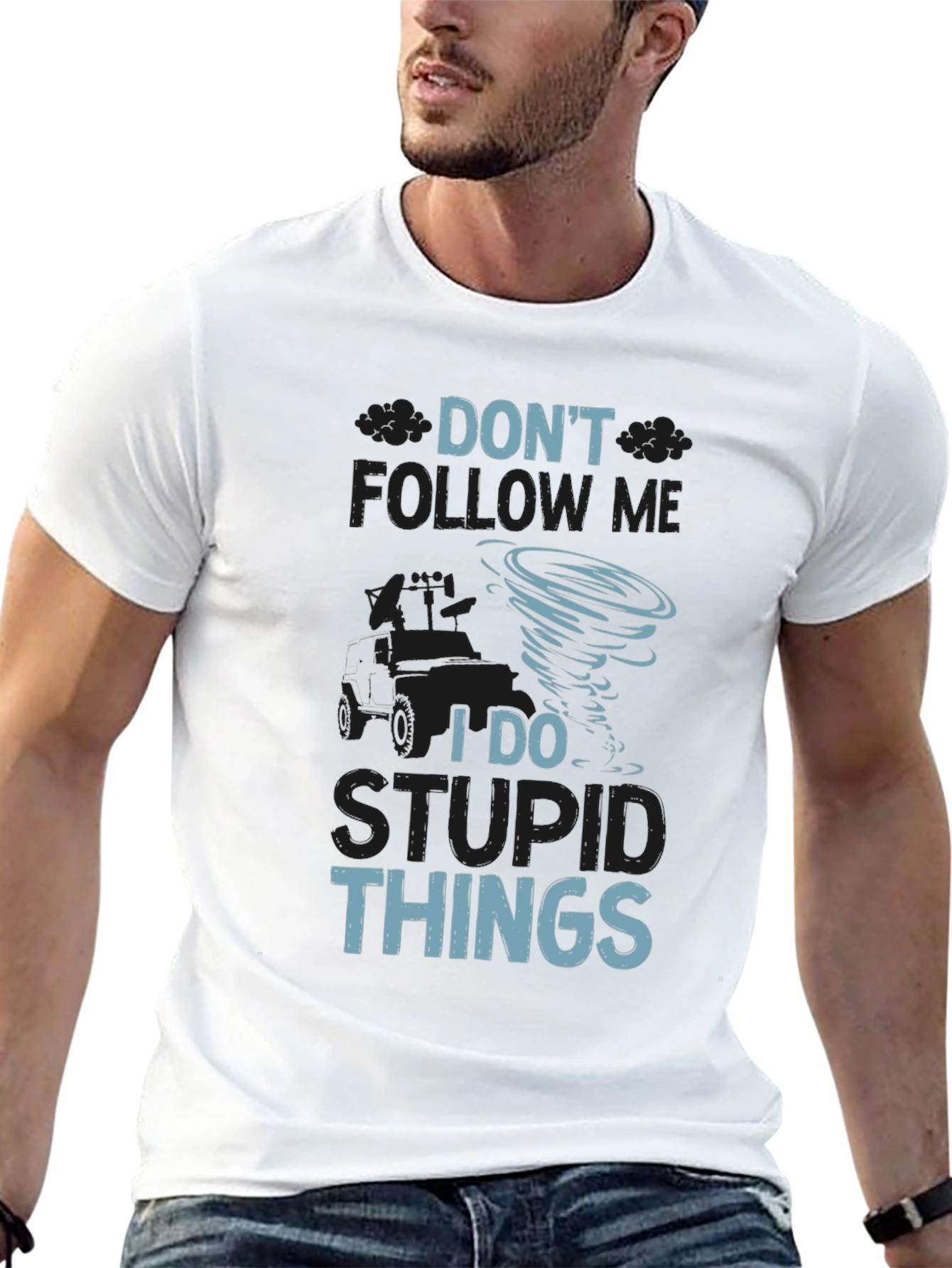 Black Don't Follow Me I Do Stupid Things T-Shirt view 13