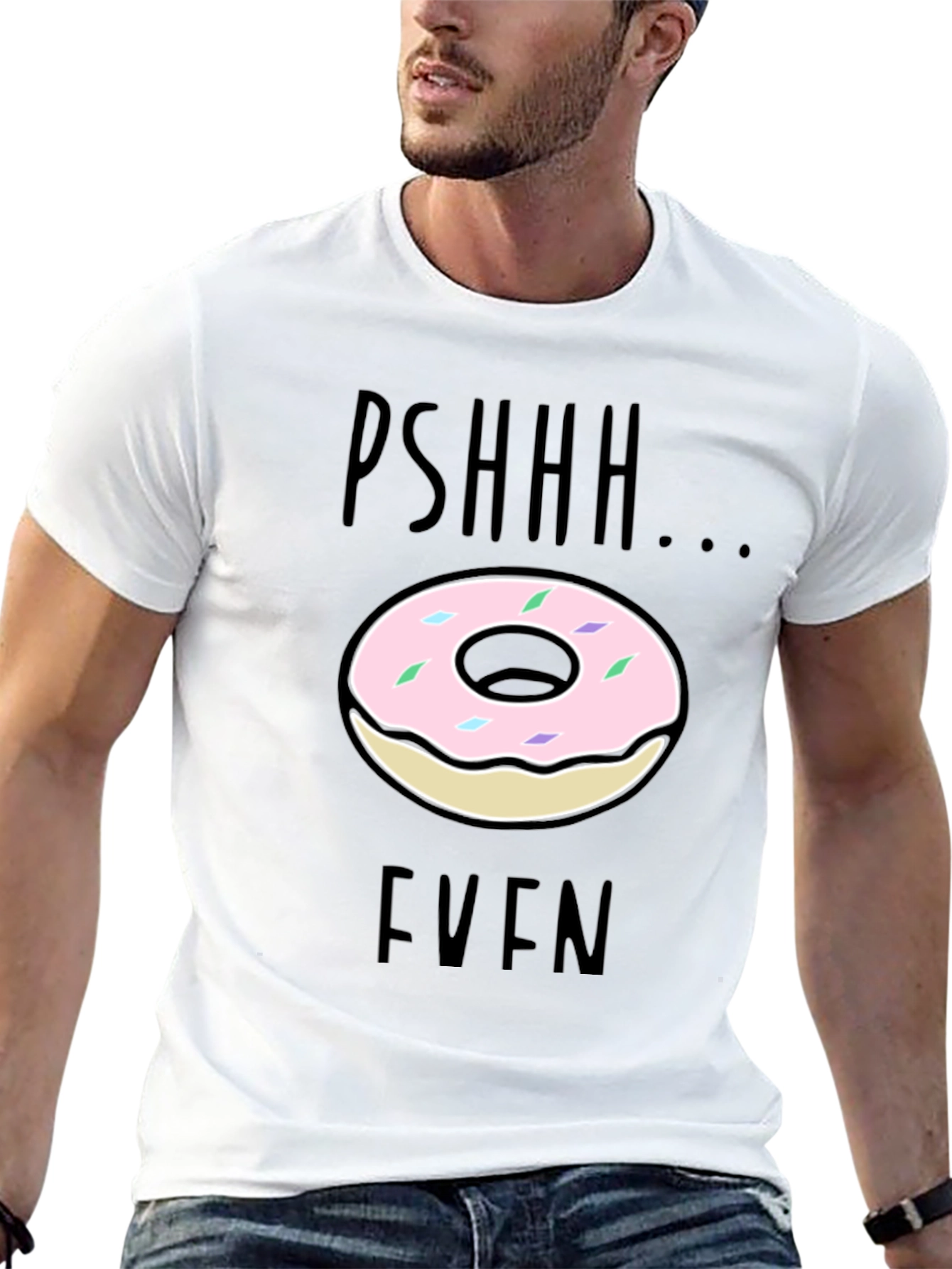 Black Pshhh Donut Even Graphic Tee - Funny Casual Shirt view 13