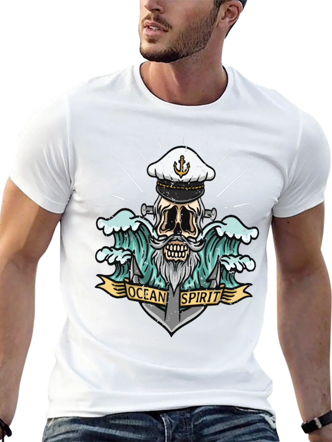 Black Ocean Spirit Graphic Tee - Pirate Skull Anchor view 13