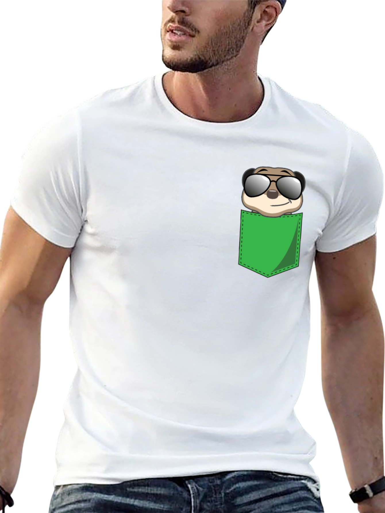 Black Cool Meerkat Pocket T-Shirt view 13