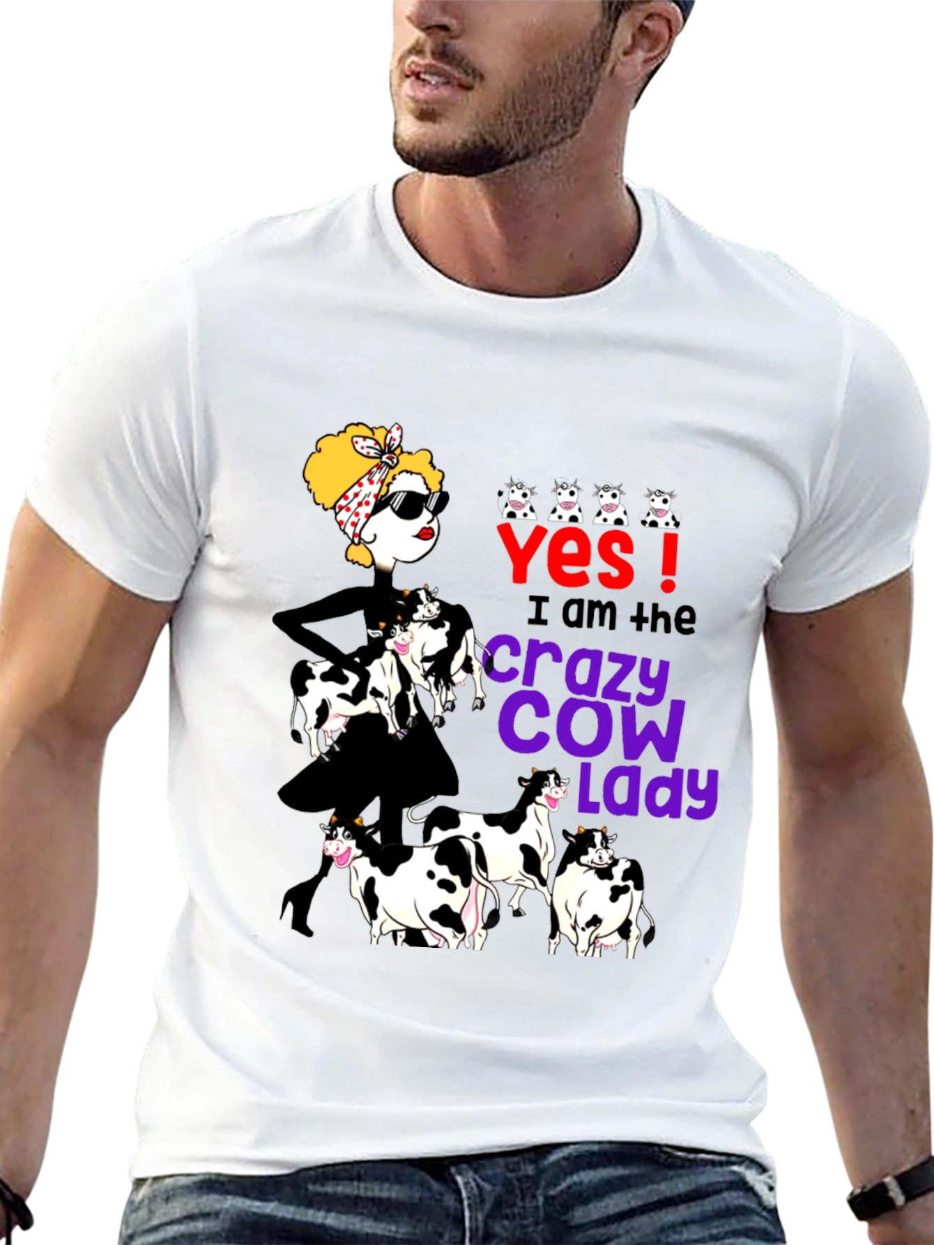 Black Crazy Cow Lady Graphic Tee - Black view 13