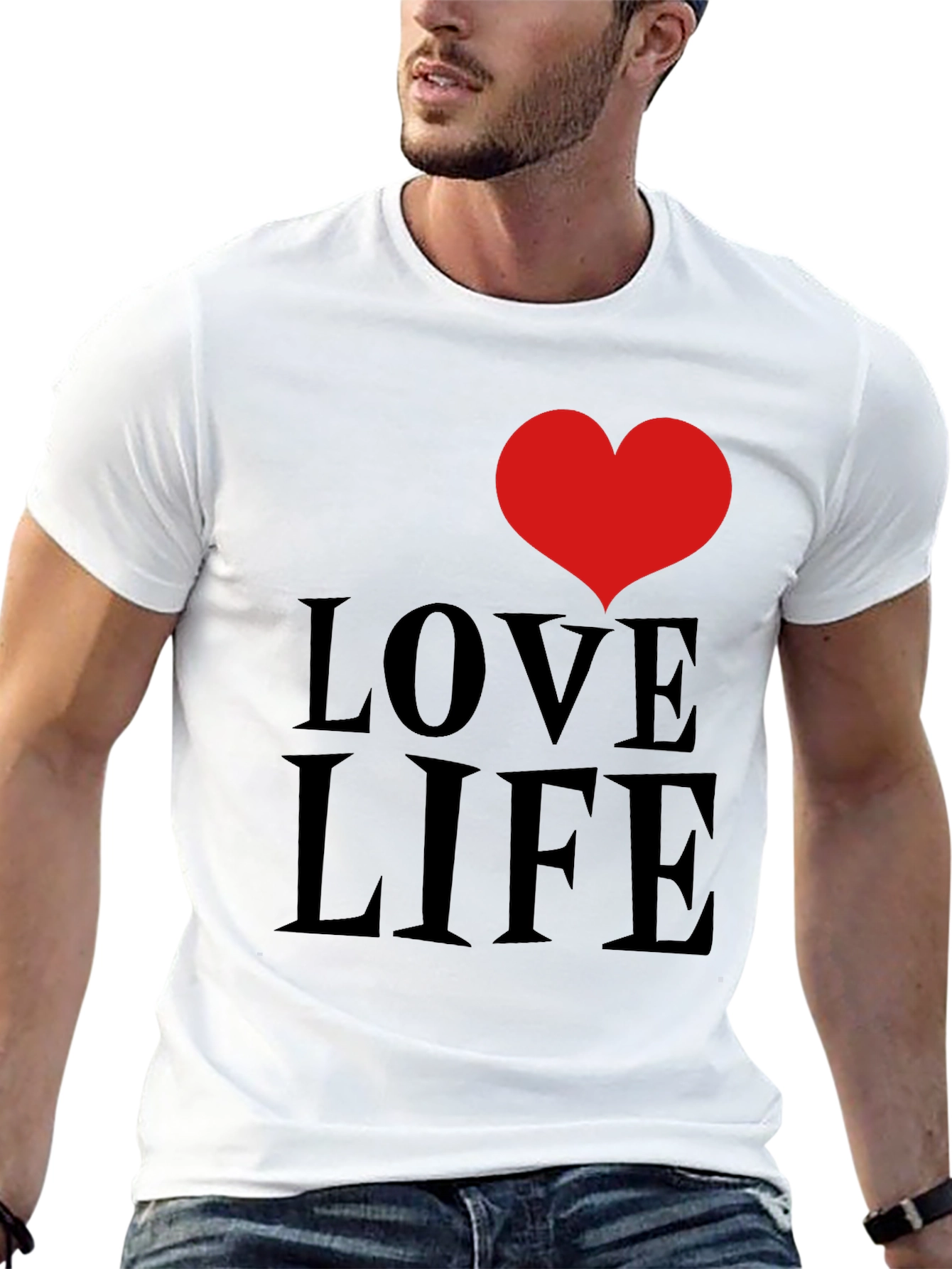 Black Love Life Graphic Tee - Black Cotton Comfort view 13