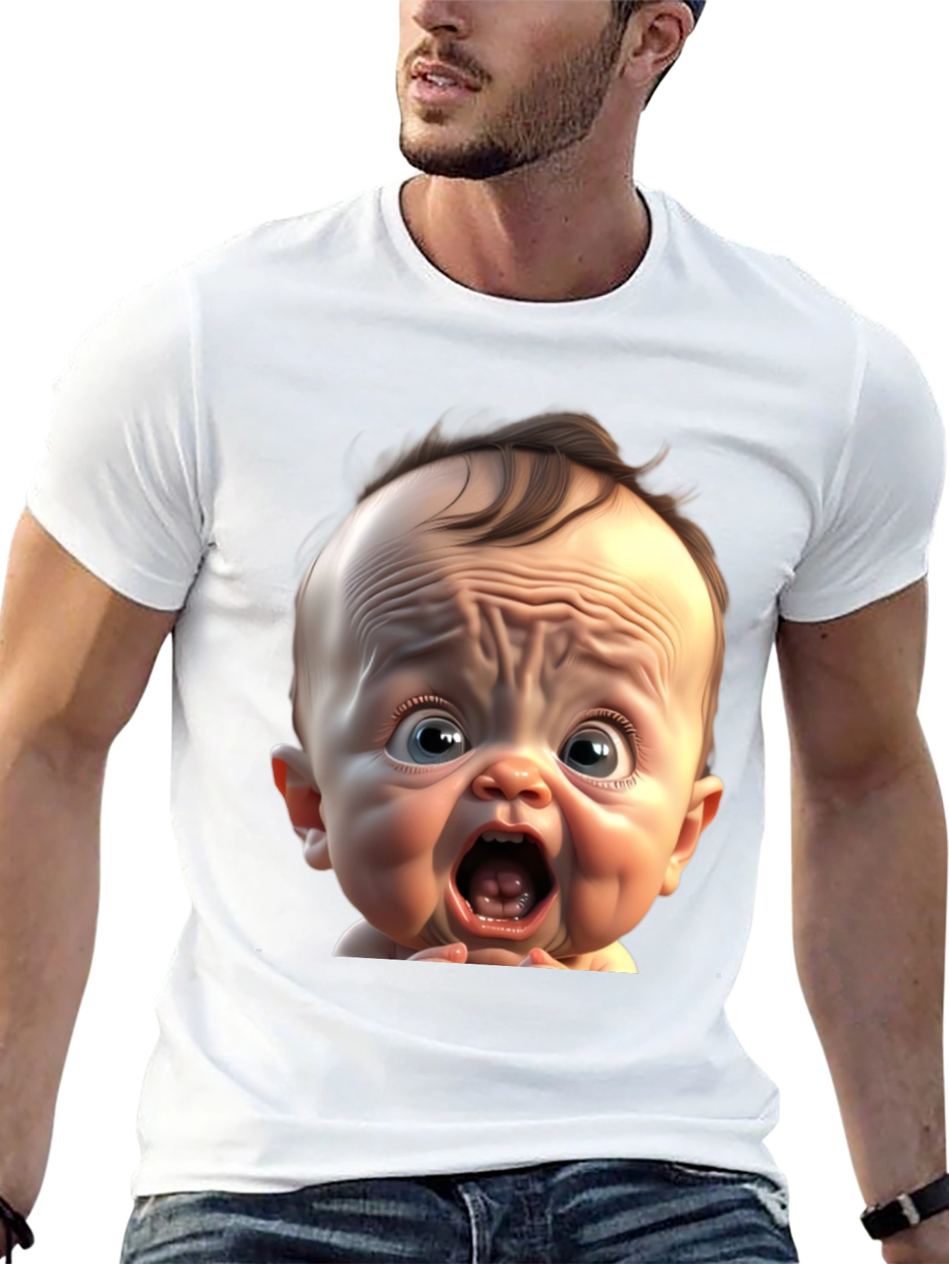 Black Funny Baby Face Black T-Shirt view 13
