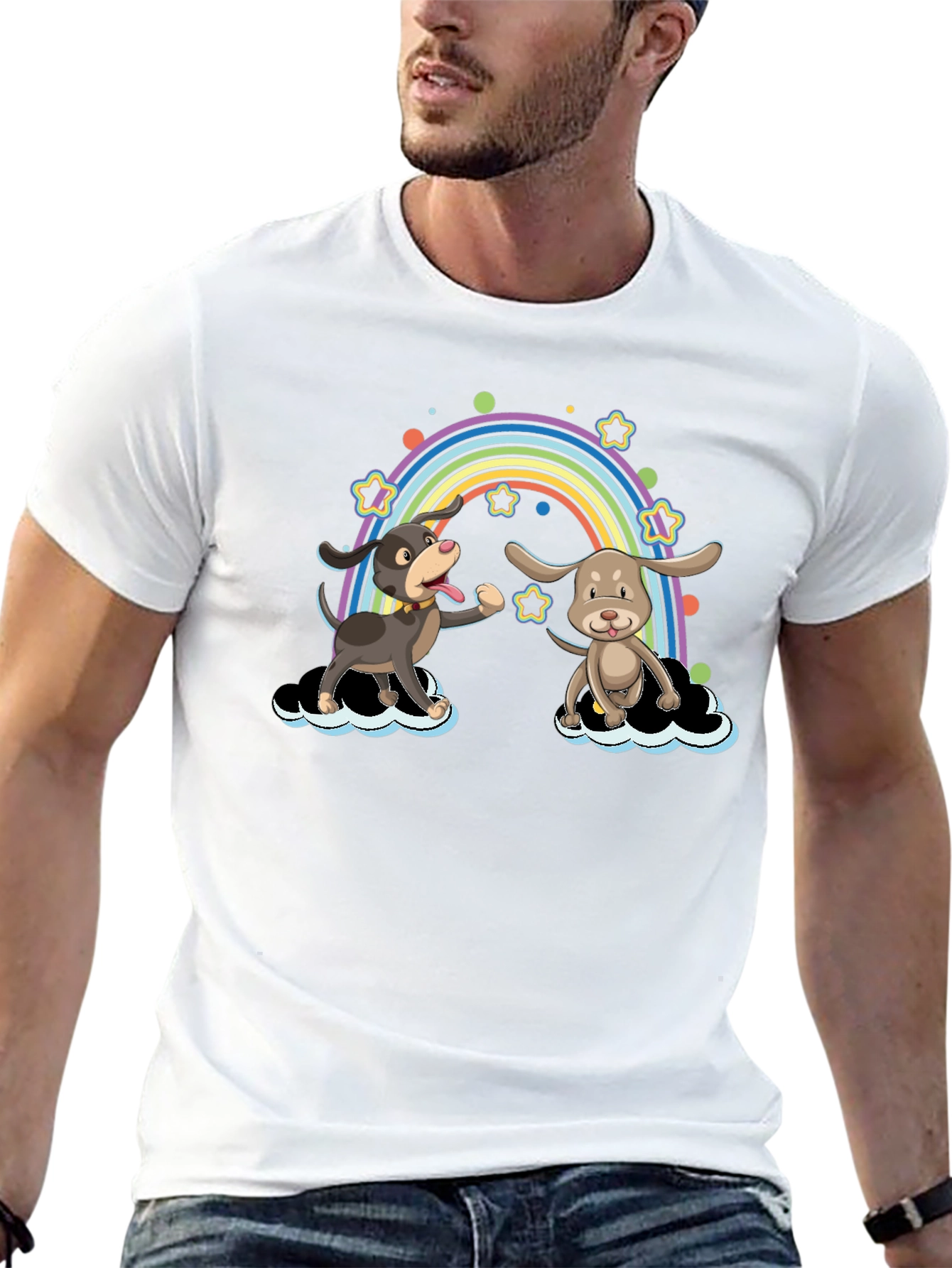 Black Rainbow Dog T-Shirt - Cute Cartoon Design view 13