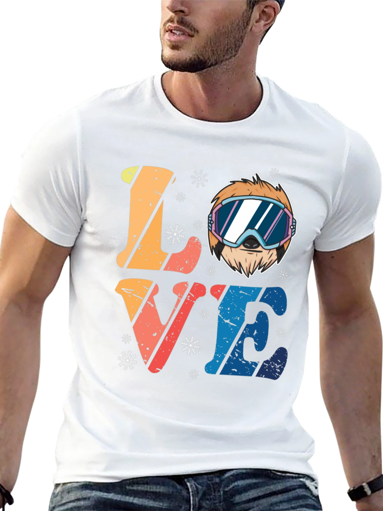 Black Ski Sloth 'Love' Graphic Tee - Winter Fun view 13