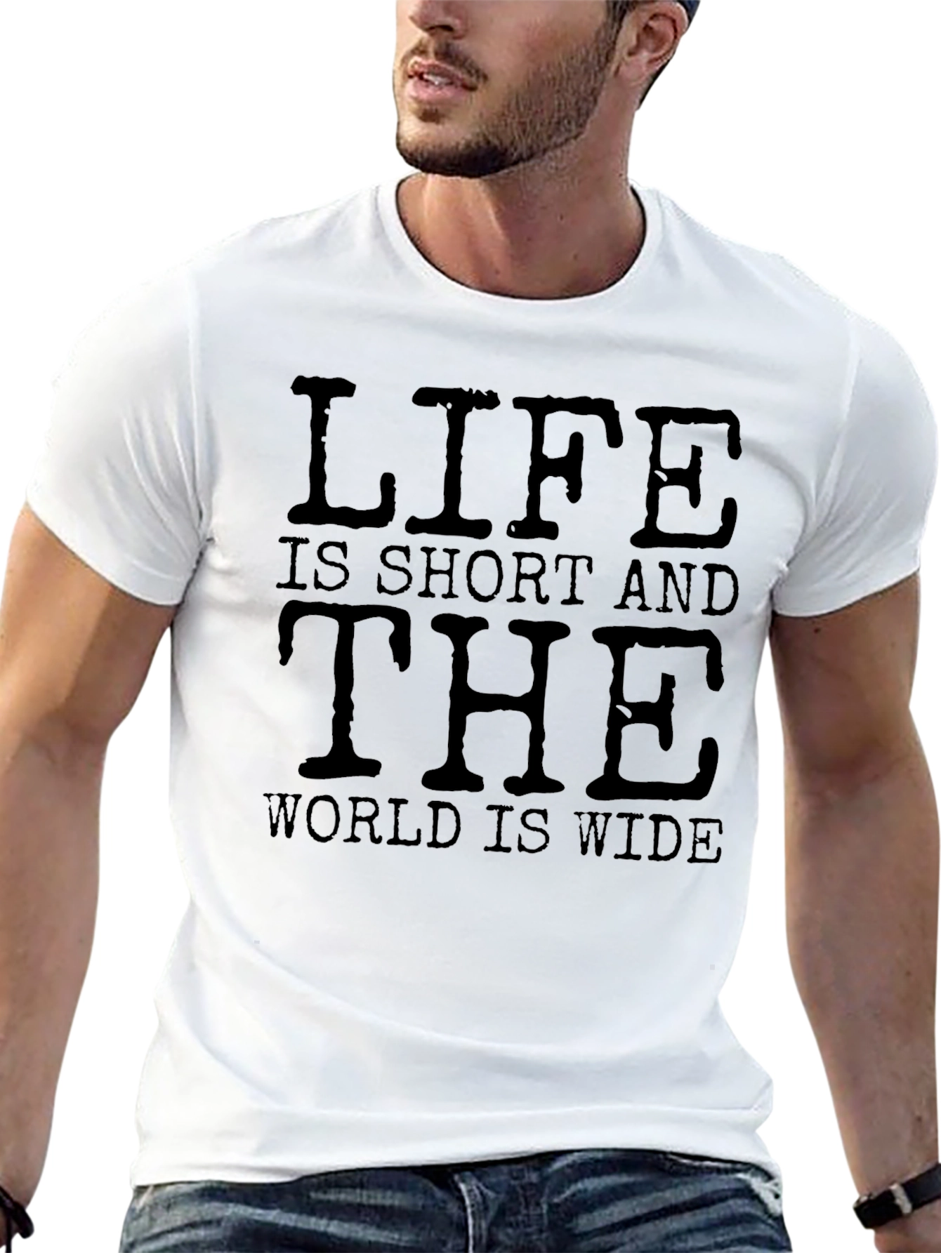 Black Life is Short Graphic Tee - Stylish Black T-Shirt view 13
