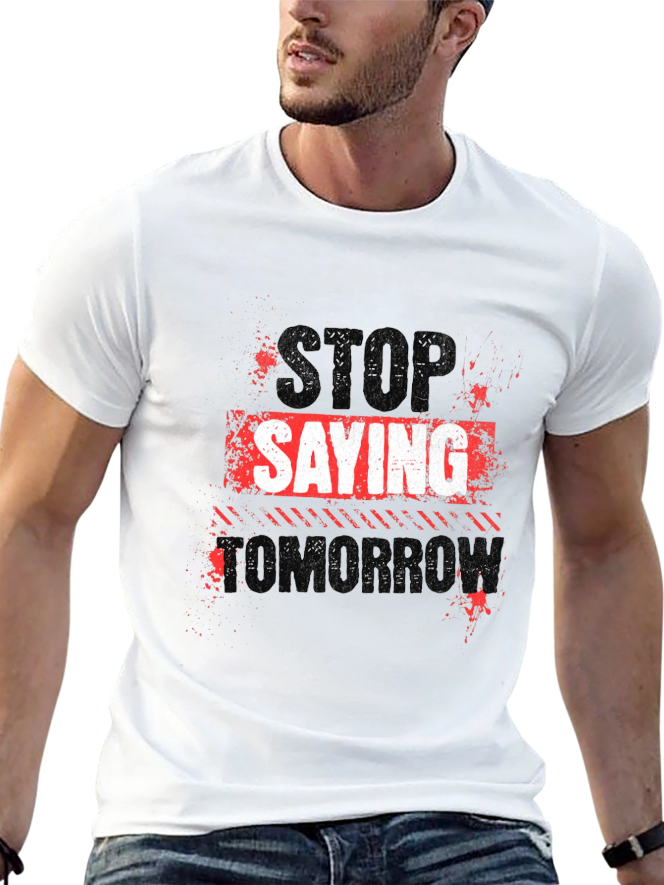 Black Stop Saying Tomorrow Black Graphic Tee view 13