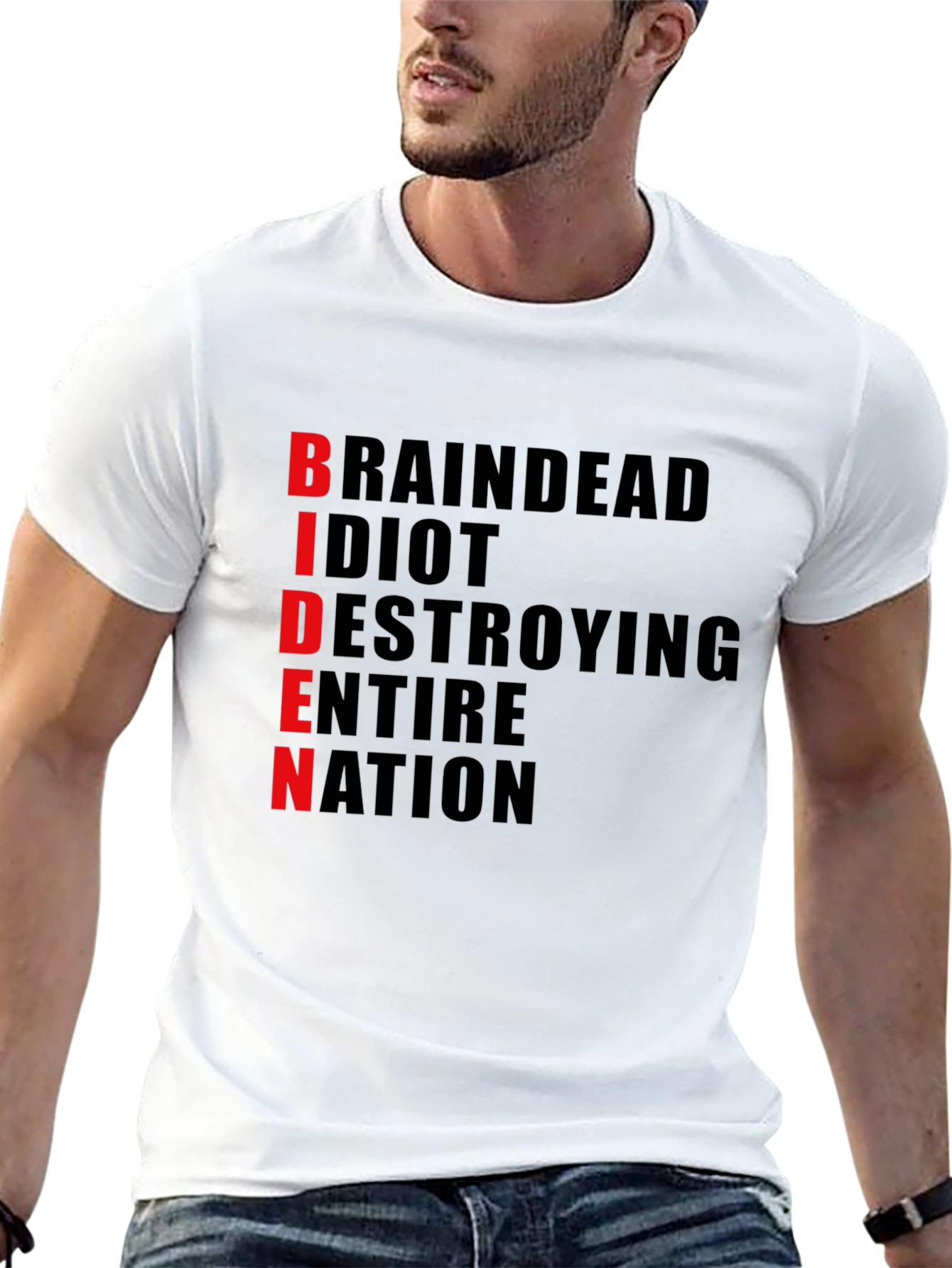 Black Anti-Biden T-Shirt - "BRAINDEAD" Design - Political Statement Tee view 13