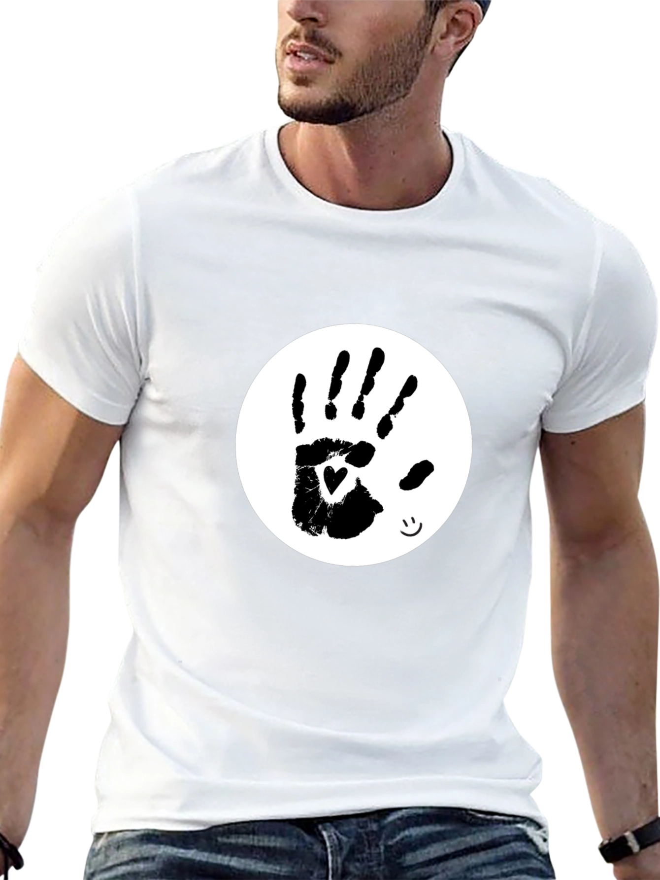 Black Heart Handprint Tee - Black Cotton Blend T-Shirt view 13