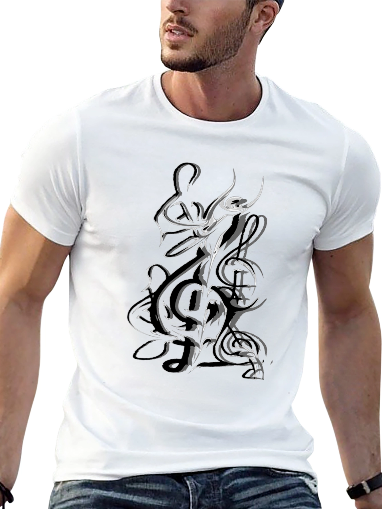 Black Musical Note Graphic Black T-Shirt view 13