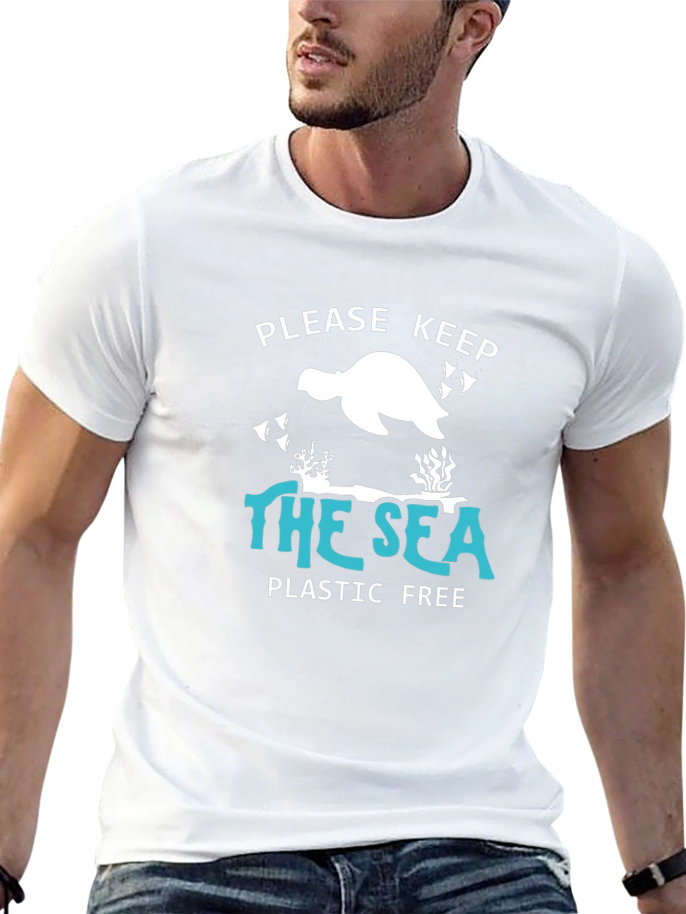 Black Keep the Sea Plastic Free Graphic Tee view 13