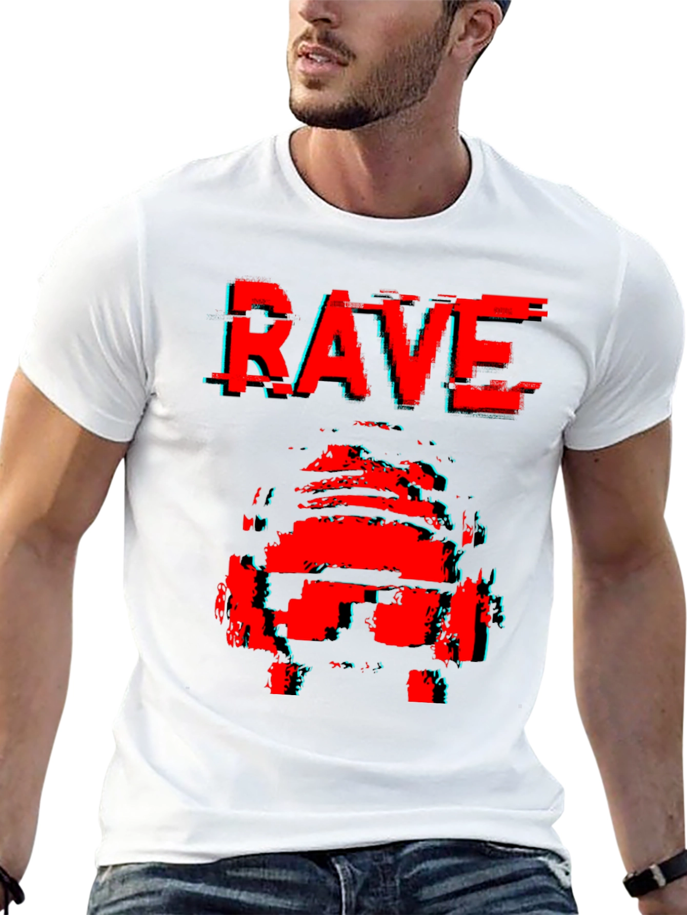 Black Rave Glitch T-Shirt - Retro Style view 13