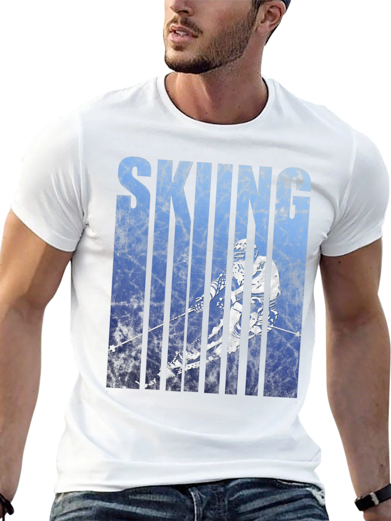 Black Skiing Graphic Tee - Black Cotton Blend view 13
