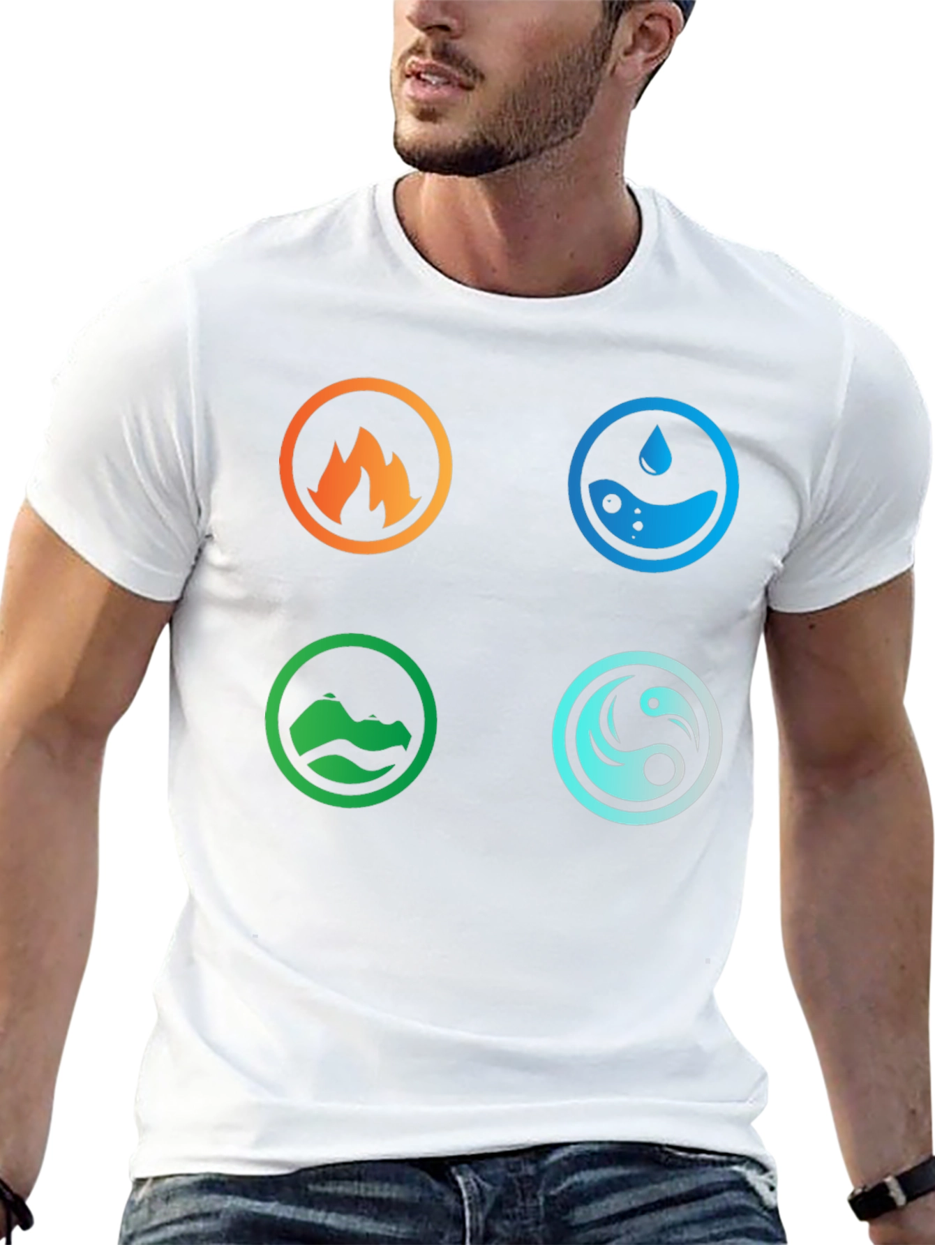 Black Elemental Symbol T-Shirt - Fire, Water, Earth, Air view 13