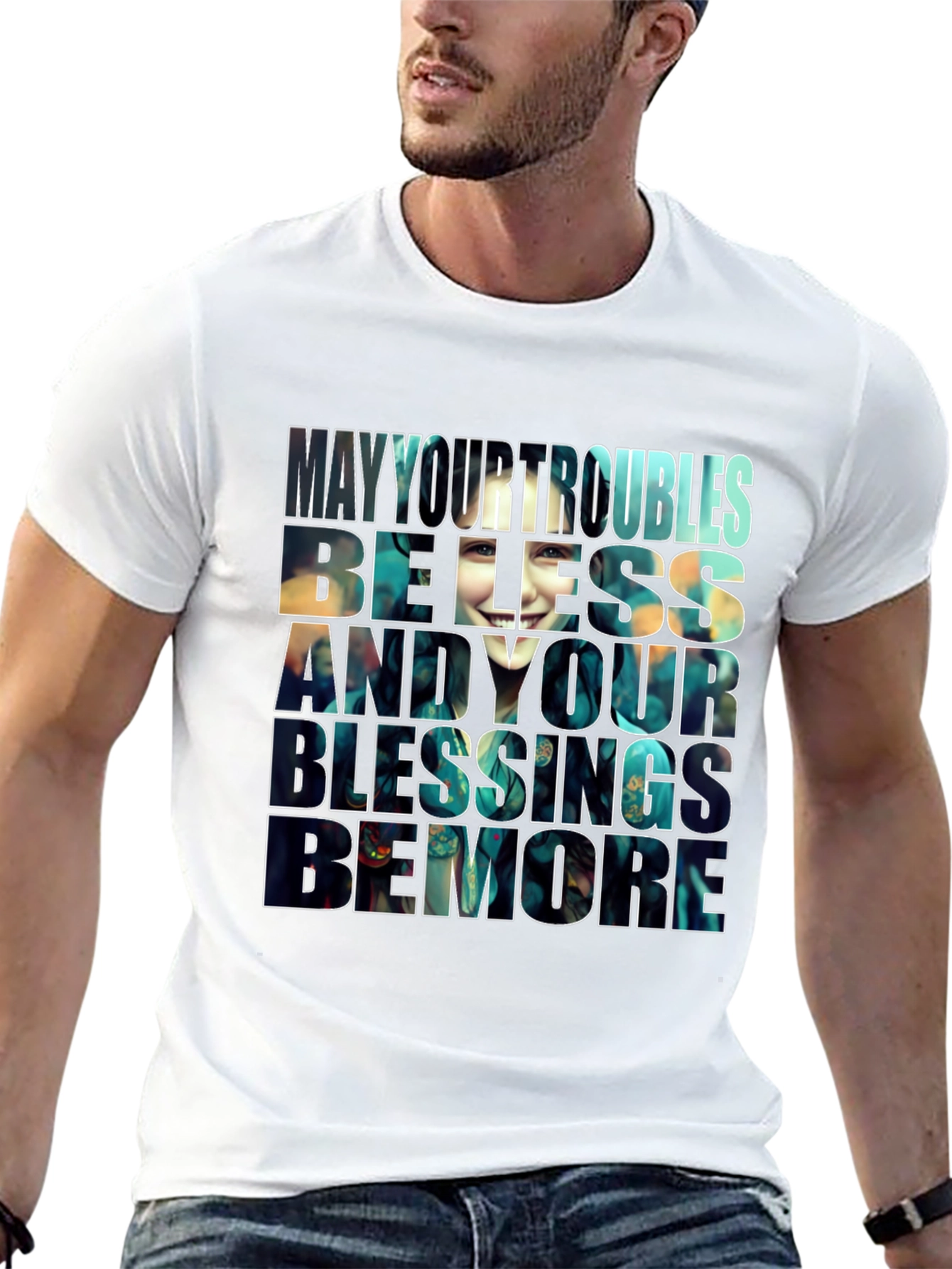 Black Inspirational Graphic T-Shirt - Blessings Design view 13