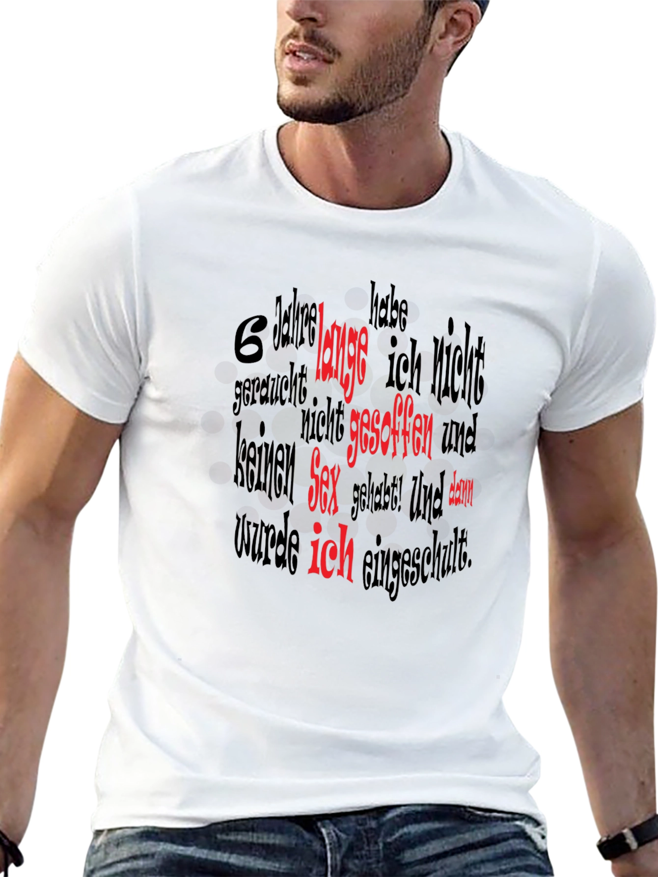 Black Novelty Black T-Shirt with Humorous German Text Design view 13