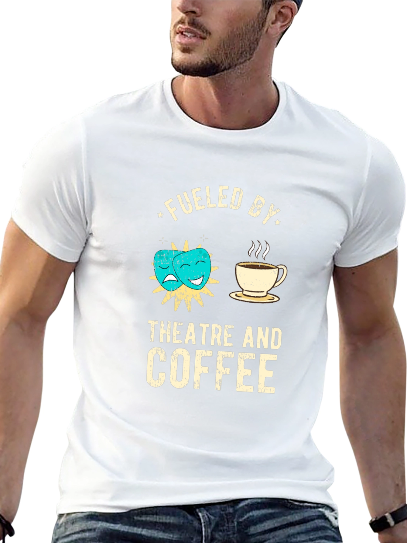 Black Fueled by Theatre and Coffee Black T-Shirt view 13