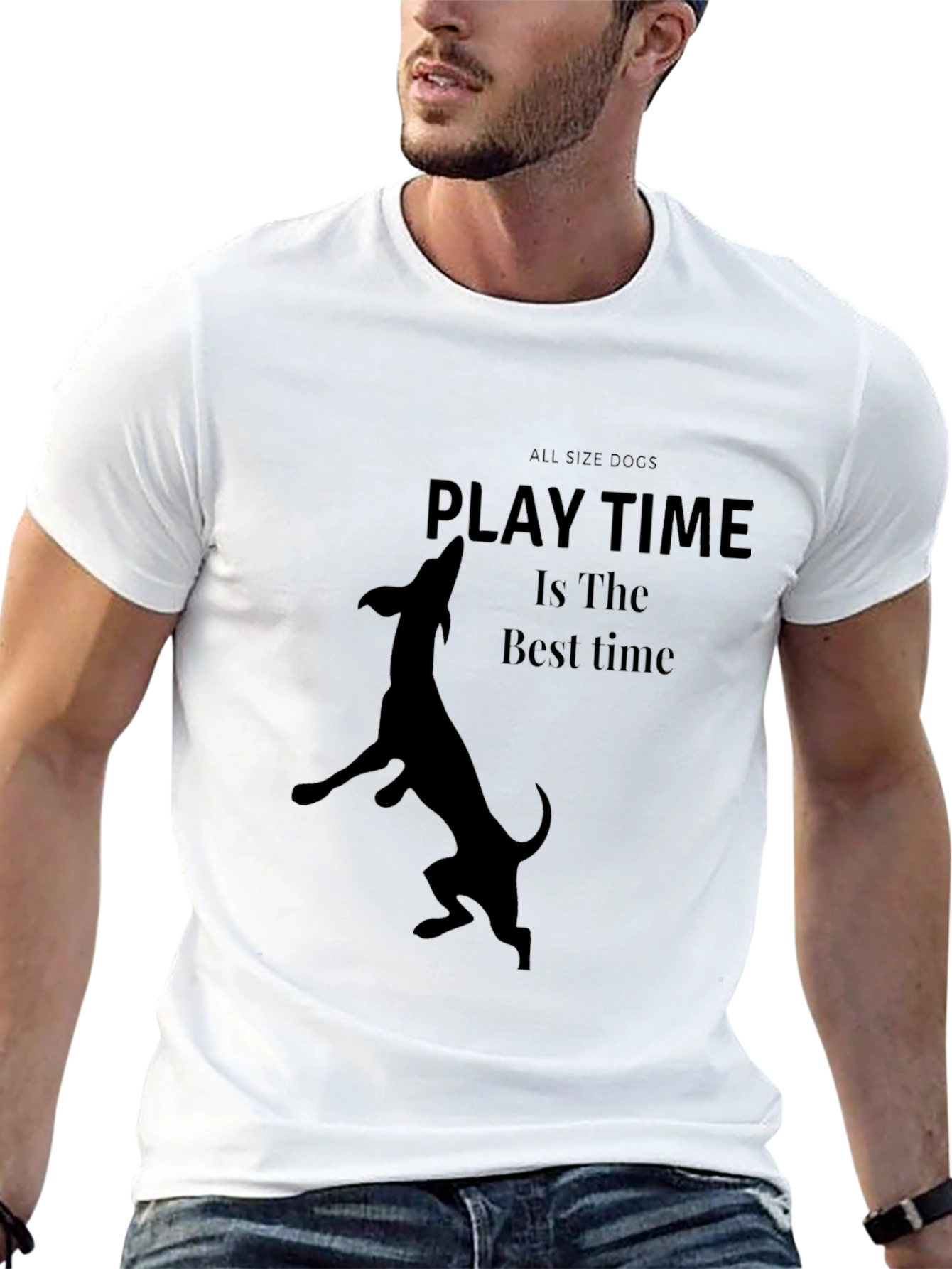 Black Playtime Dog Graphic Tee - Black Cotton Blend view 13