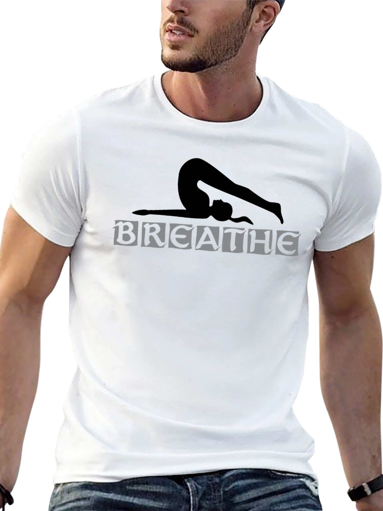 Black Yoga Pose Graphic Tee - Breathe view 13