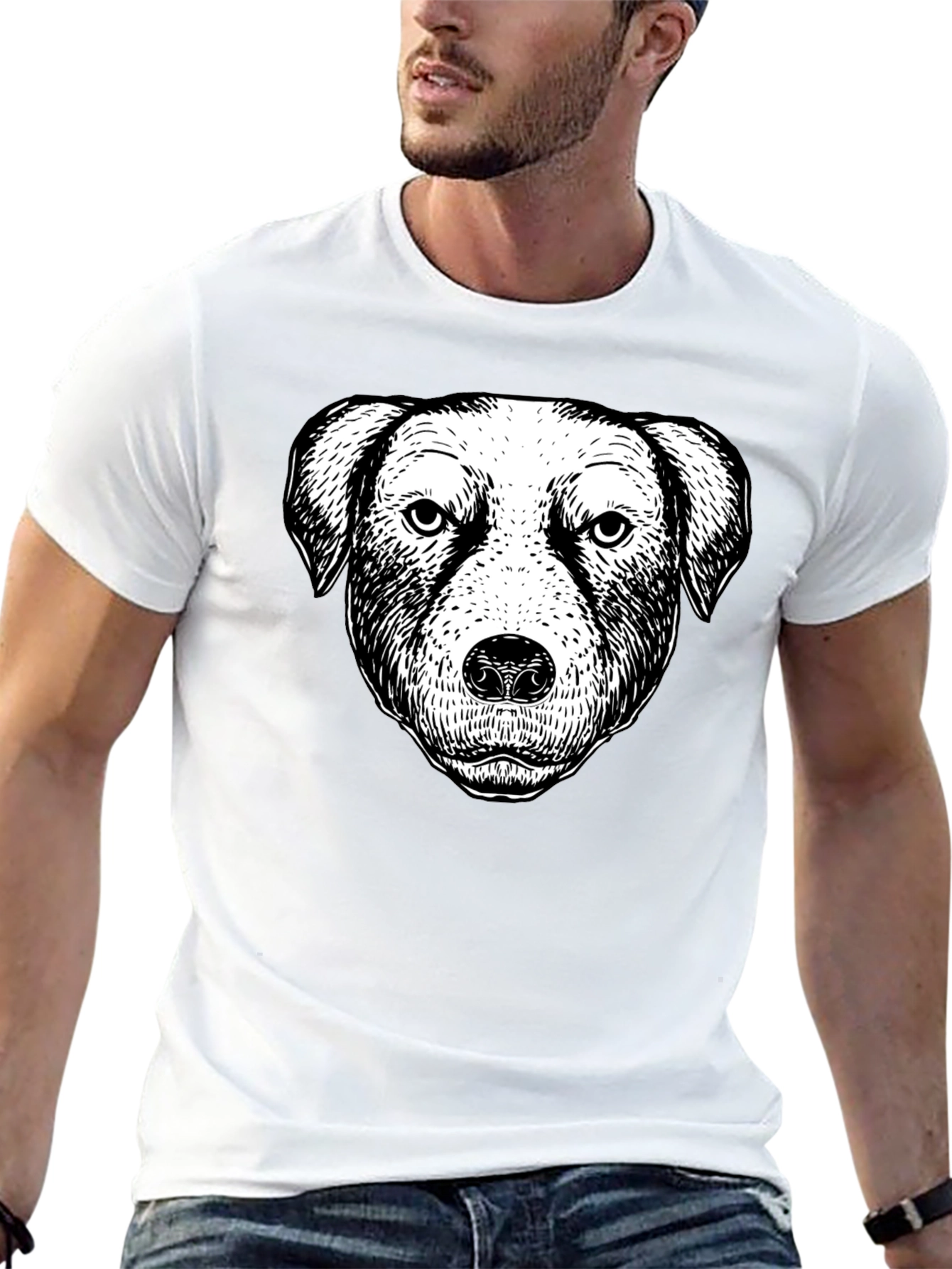 Black Dog Portrait Graphic Black T-Shirt view 13