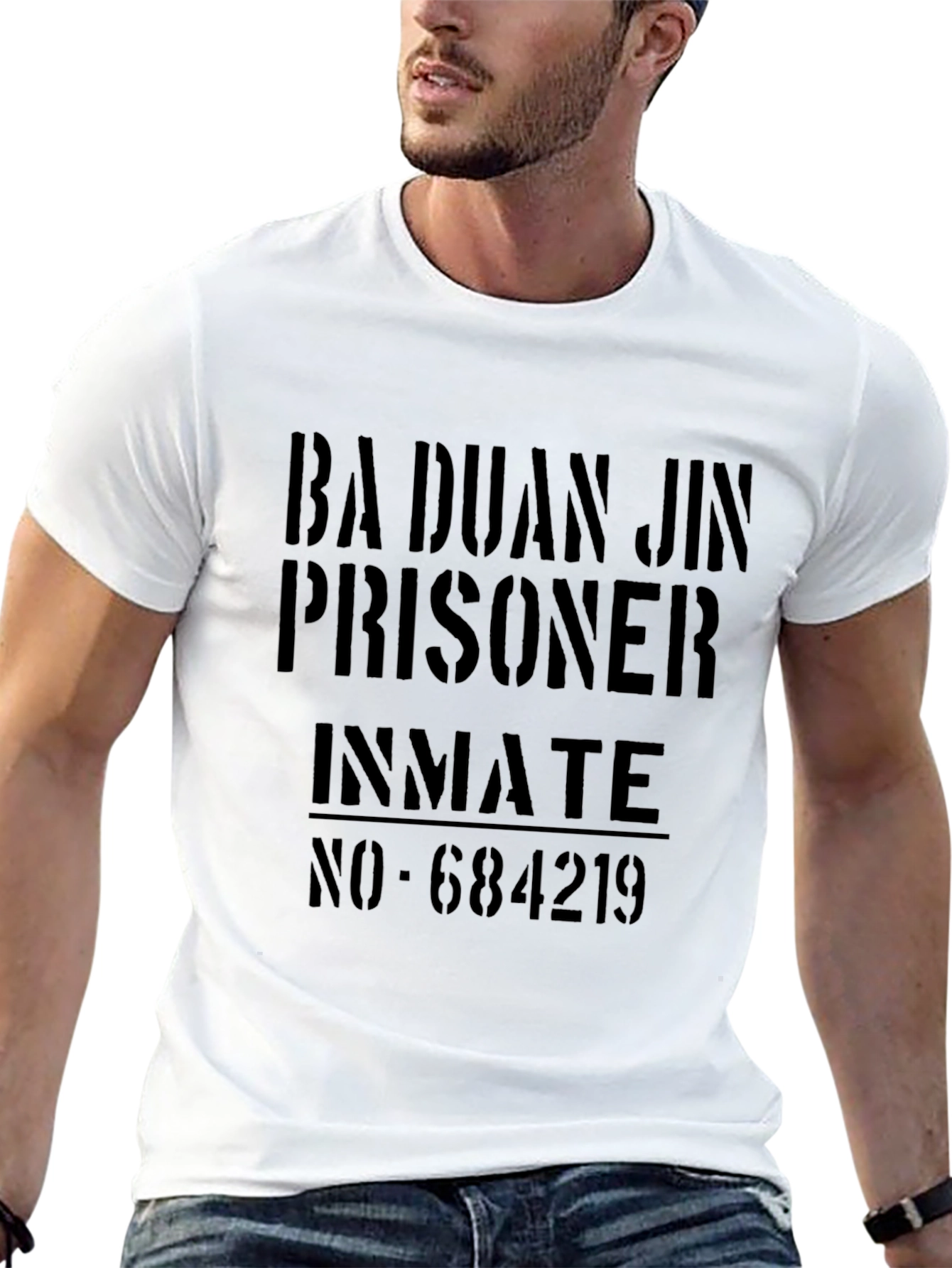 Black Ba Duan Jin Prisoner Inmate Graphic T-Shirt view 13