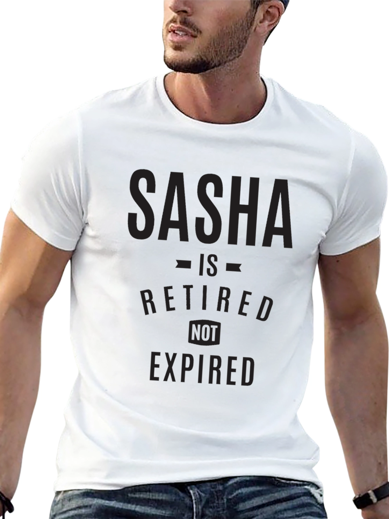 Black Sasha Retired Not Expired Black T-Shirt view 13