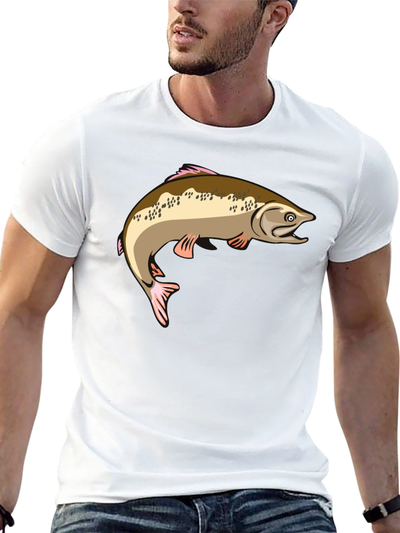 Black Fishing T-Shirt - Salmon Graphic Tee view 13
