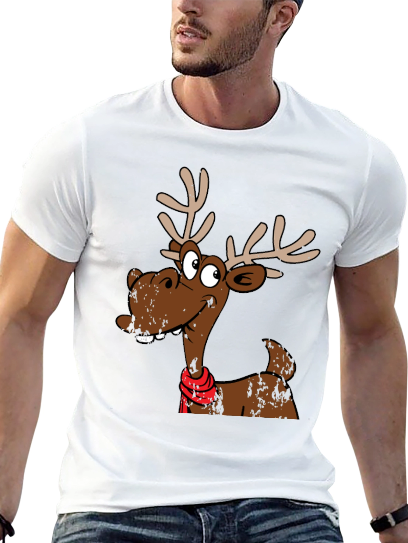 Black Funny Reindeer Graphic T-Shirt - Holiday Style view 13
