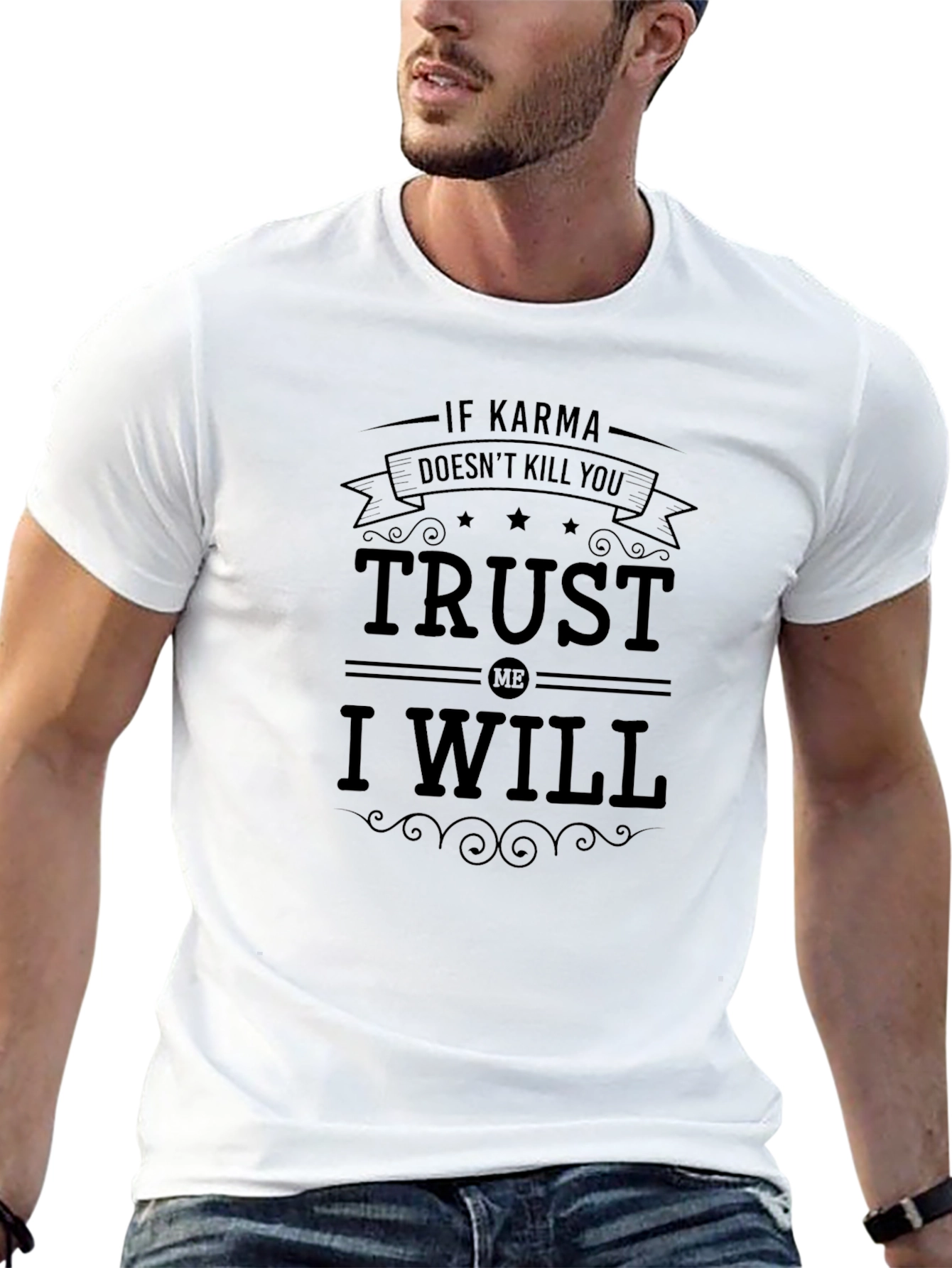 Black Karma Trust Me I Will Funny Black T-Shirt view 13