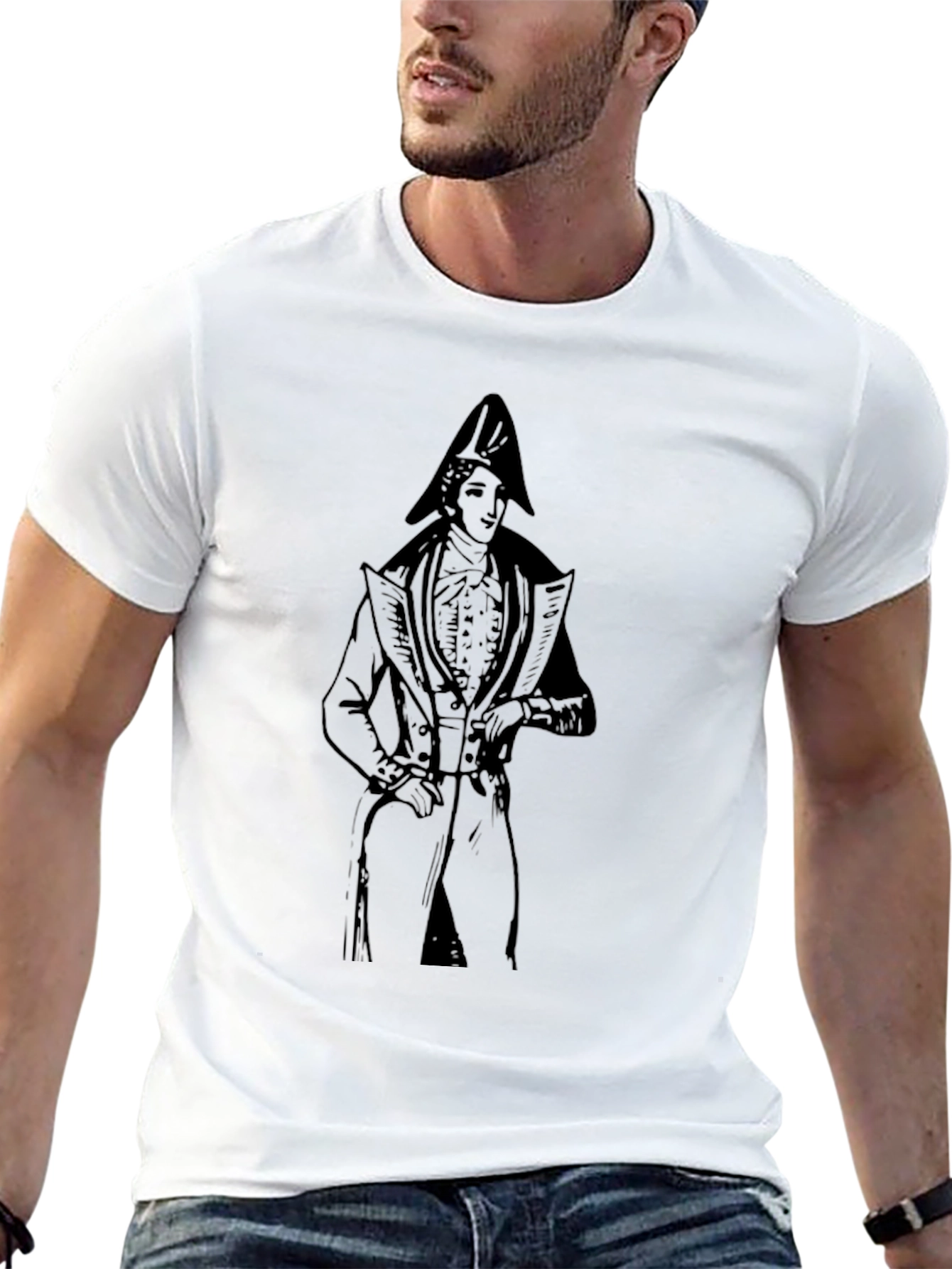 Black Napoleon Graphic Print Tee - Classic Black Cotton T-Shirt view 13