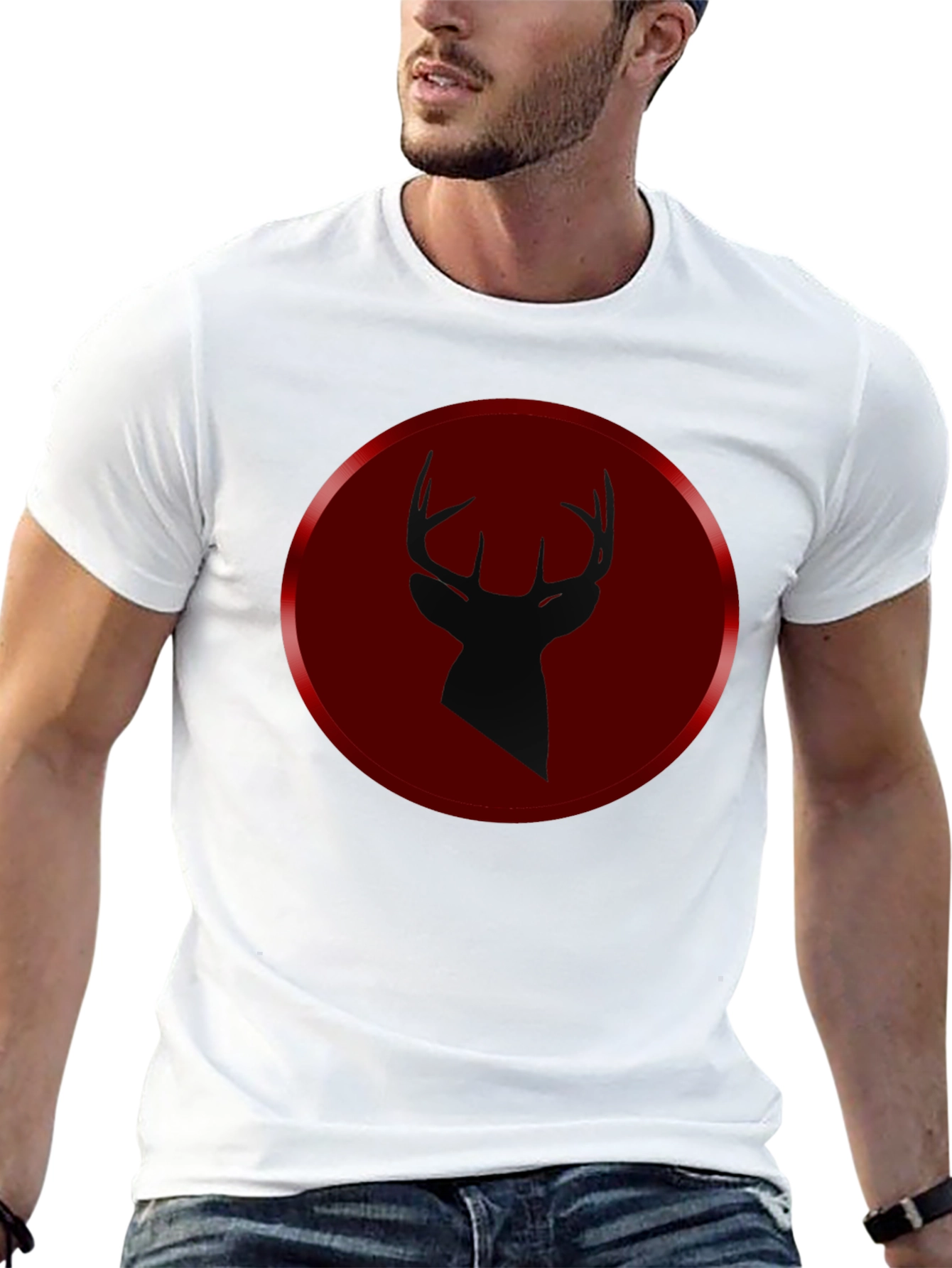 Black Deer Silhouette Graphic Tee - Men's Black T-Shirt view 13