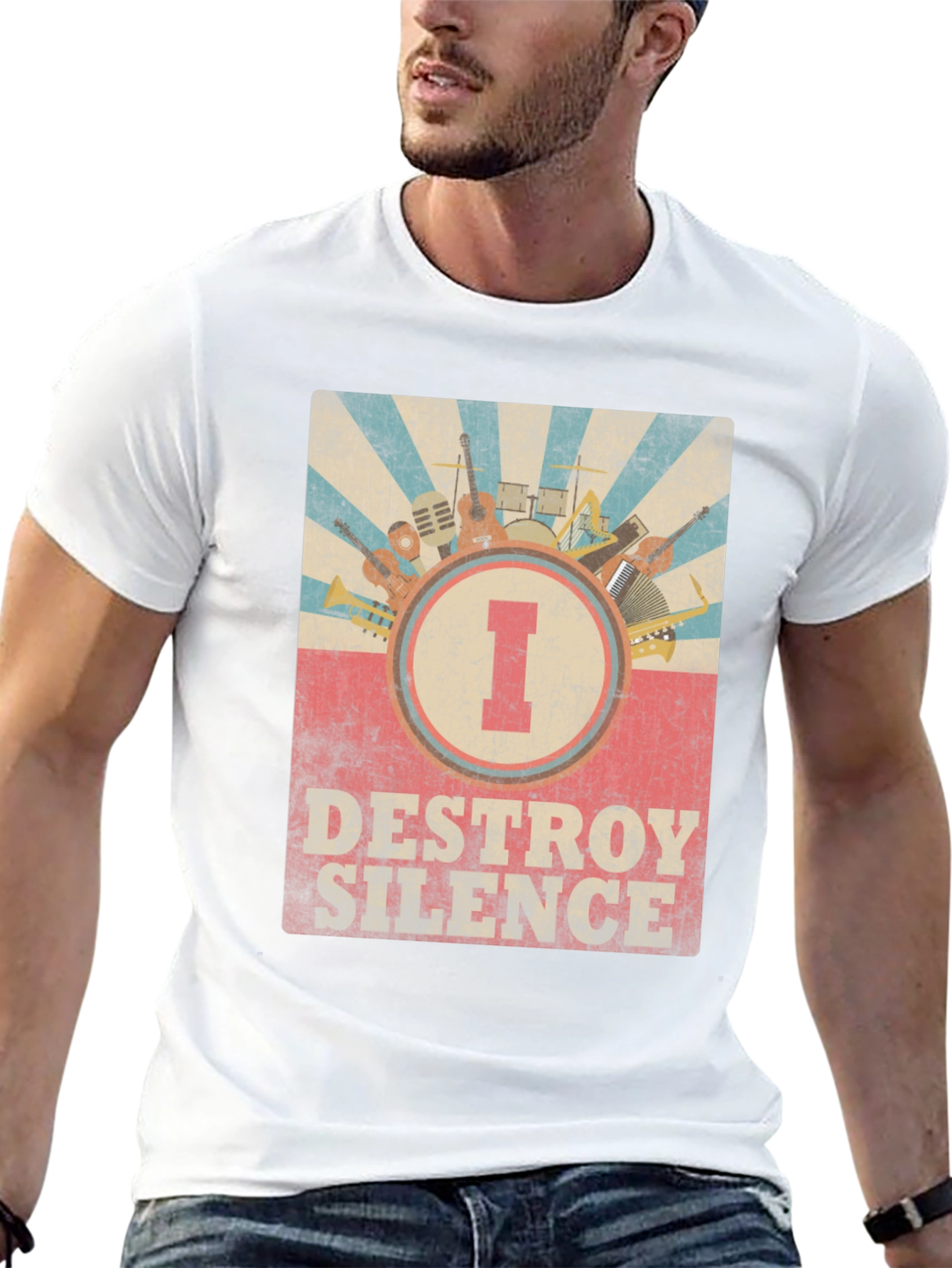 Black Destroy Silence Music T-Shirt view 13