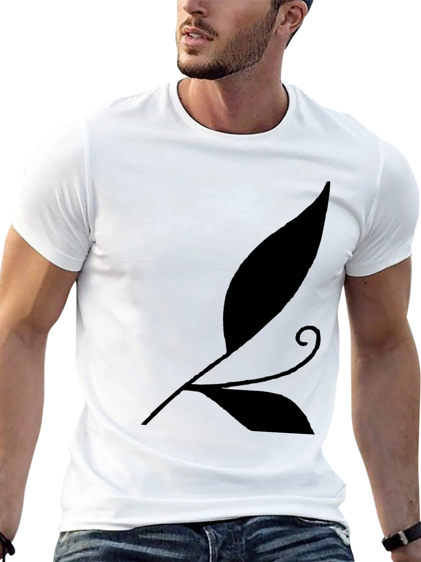 Black Elegant Leaf Design Black T-Shirt - Stylish & Unique view 13
