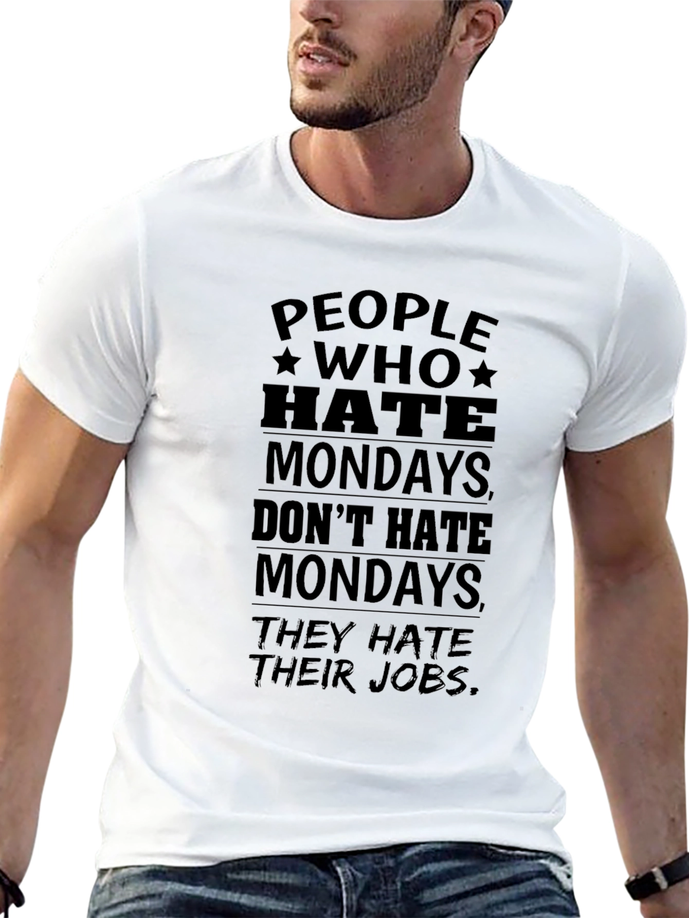 Black Hate Mondays? Black Graphic Tee - Men's Funny Job Shirt view 13