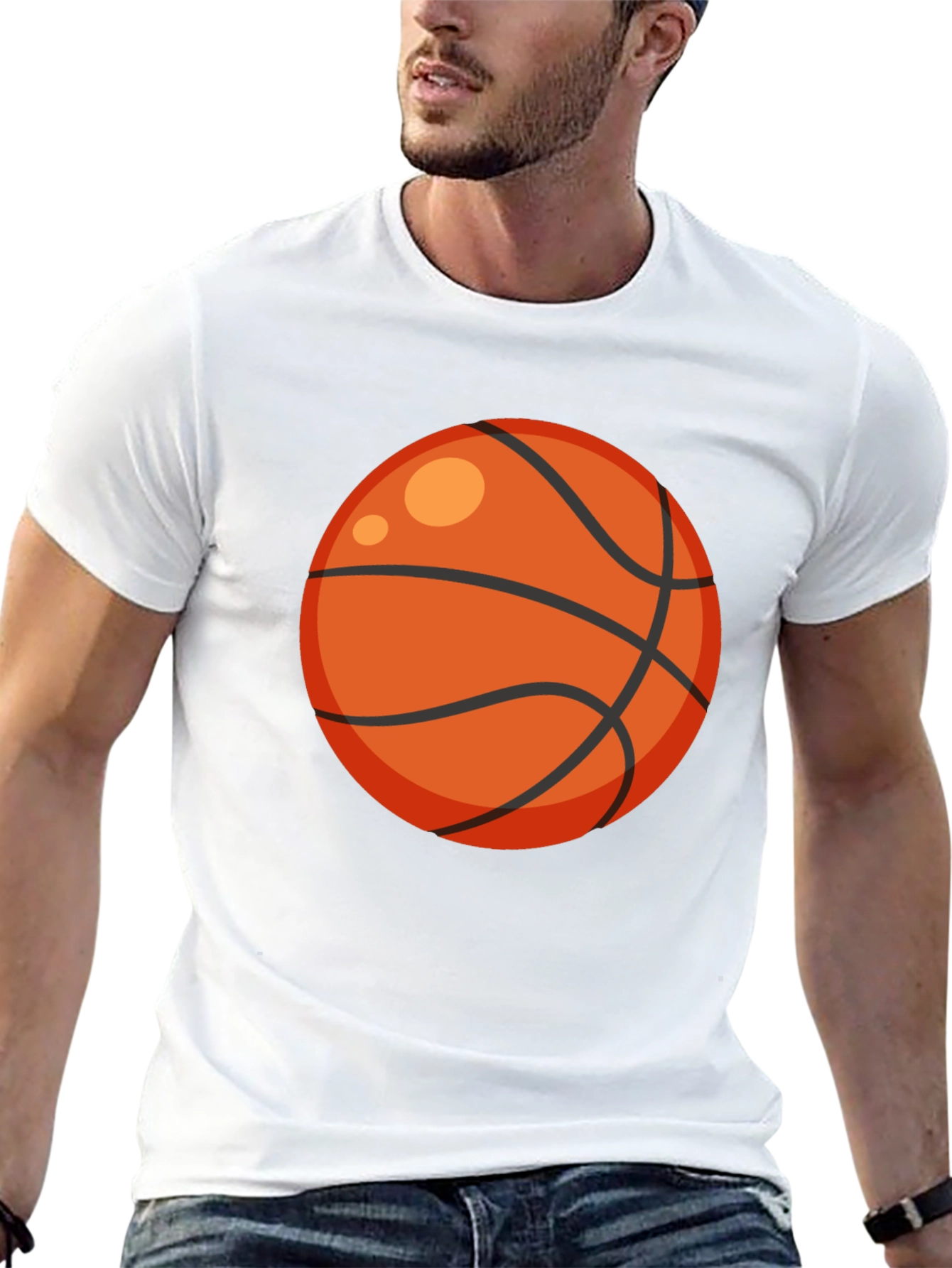 Black Basketball Graphic Tee - Black Cotton T-Shirt view 13
