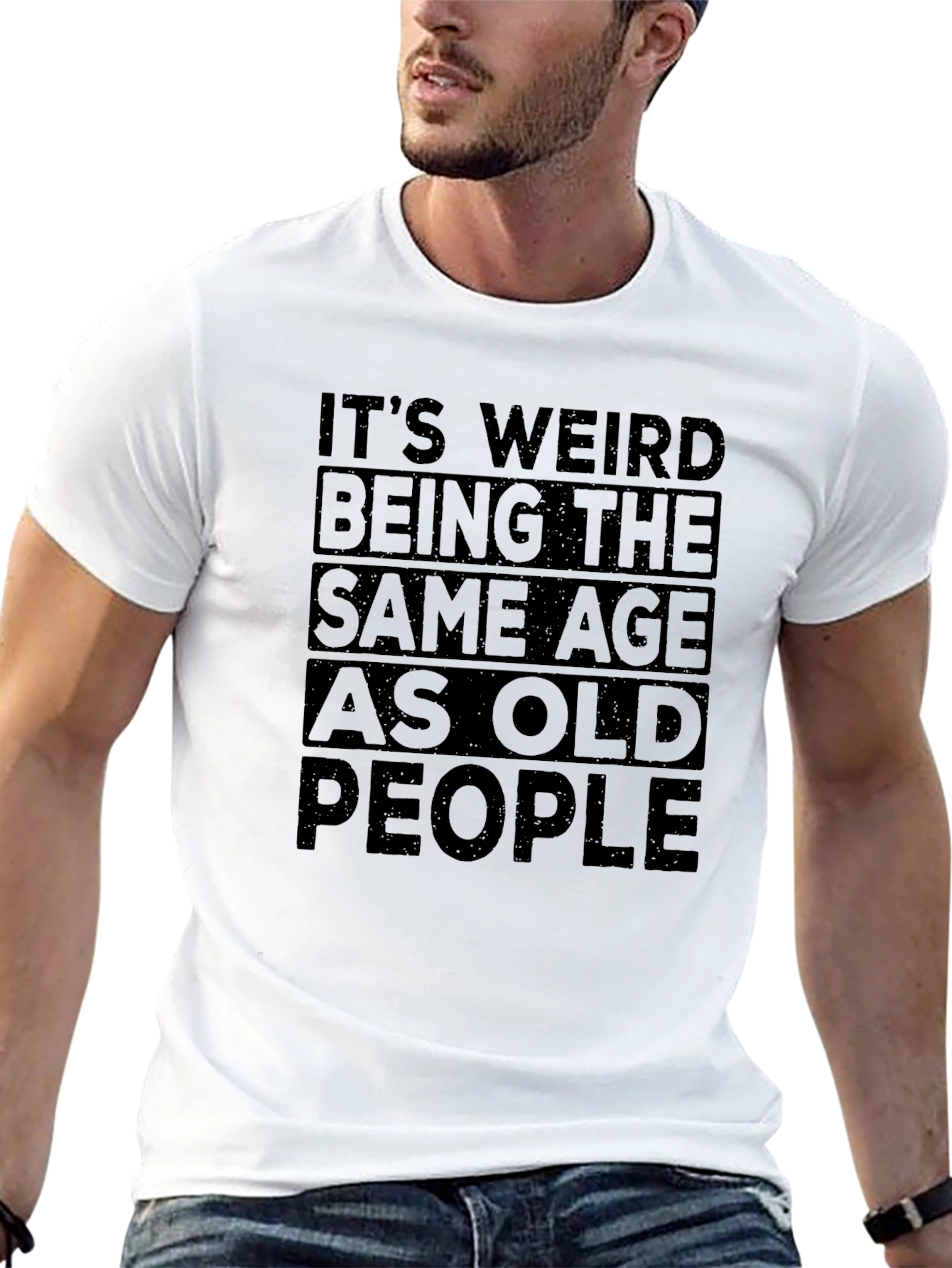 Black Funny "Same Age As Old People" Graphic Tee view 13